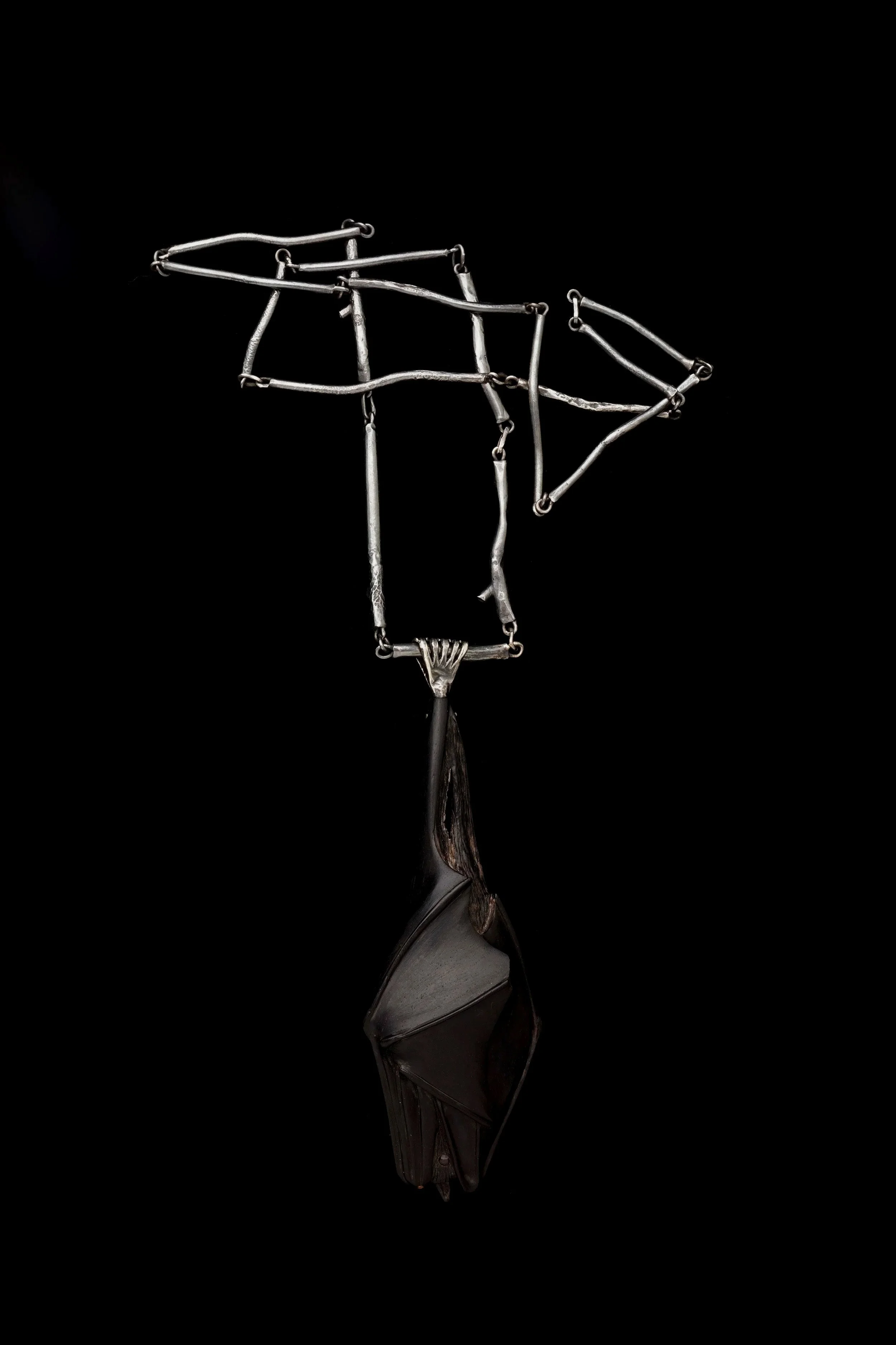 Sleeping?  Ebony, sterling silver, 2018