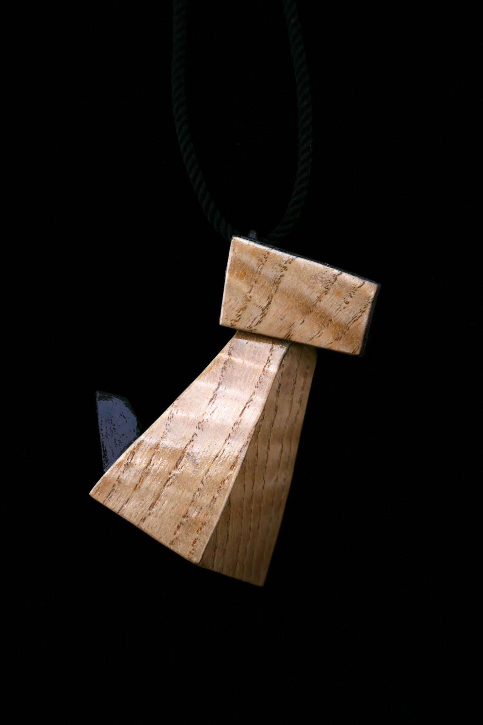 Travelling case for a dog. Sterling silver, oak and ebony veneer, cord, 2022