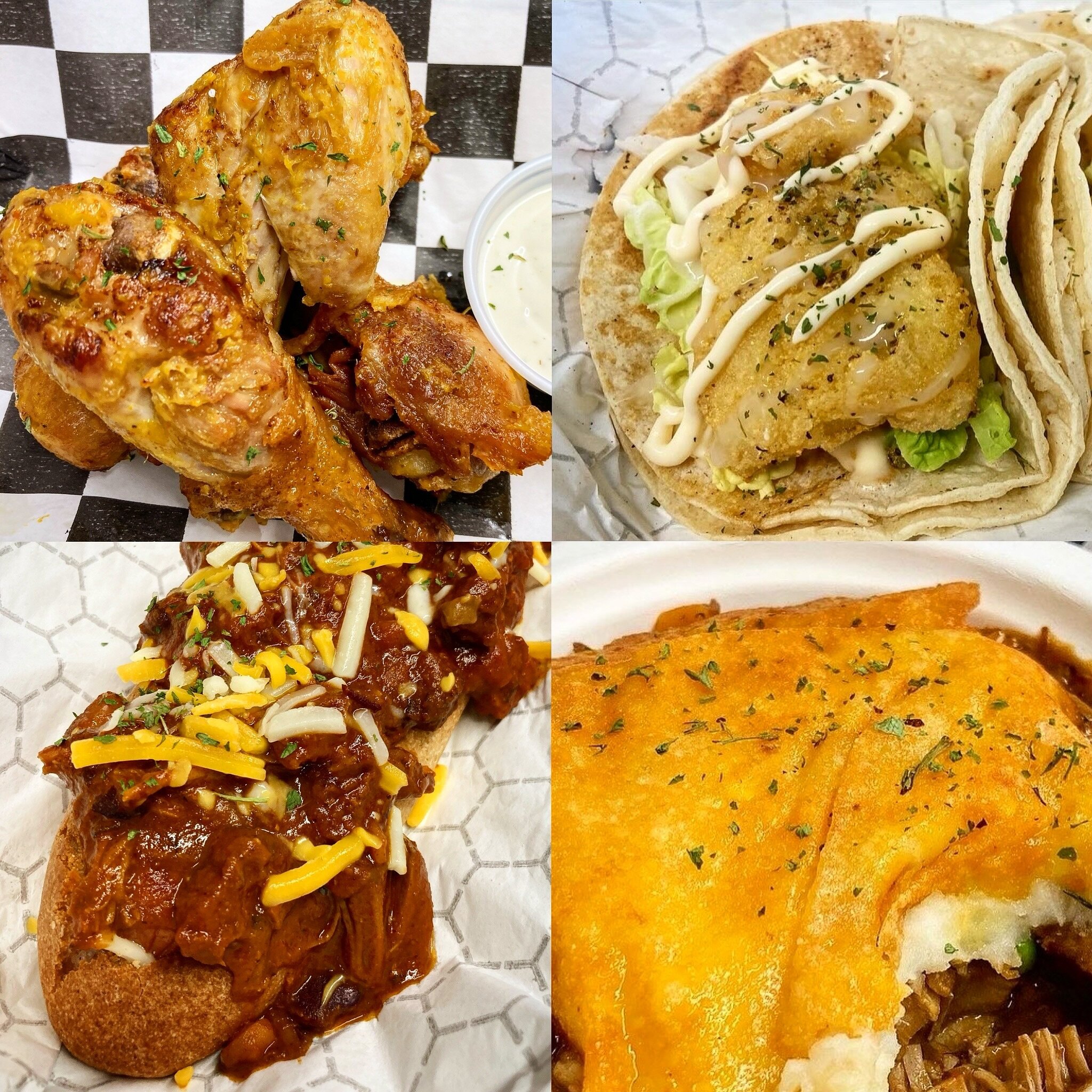 With this cold and wet weather this weekend, we figured it was the perfect time to bring back our Take Out Meal Deal!

Appetizer: Dino Wings (confit chicken drumsticks) or Fish Tacos
Main: Chili Dog or Eugene Style Chili (vegetarian available)
Desser
