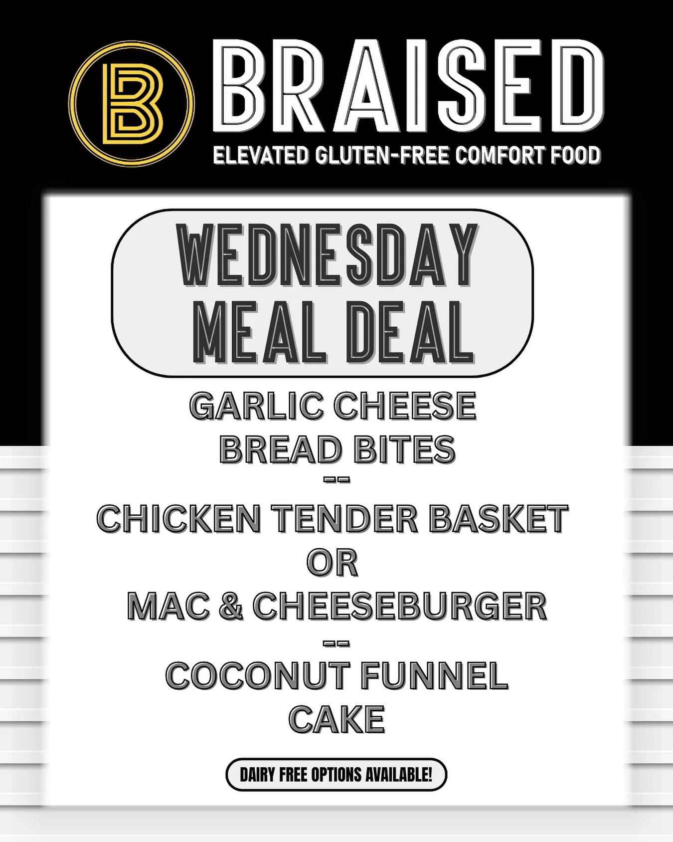 Just a friendly reminder that orders for our Wednesday Meal Deal end tonight at midnight!
And a few other notes…
Meal Deals are only available by pre-ordering as we will have our main window and register closed for regular service.
We will