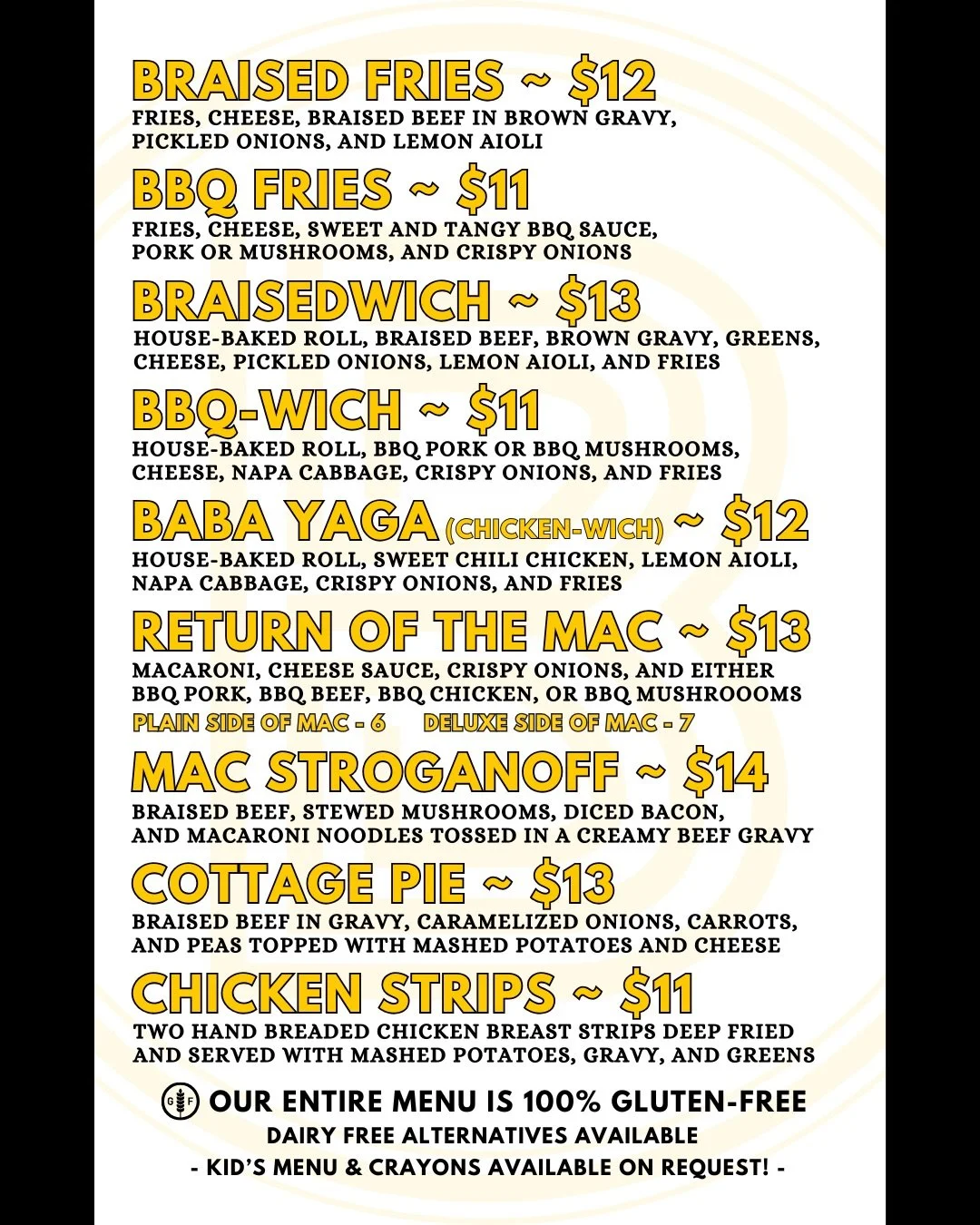 Double drop of news in this post!
No matter how hard we tried, we just couldn&rsquo;t stop loving the winning name suggestion for our new sandwich! Check out the new menu being sent to the printers to see what we picked!

Next, in solidarity with the