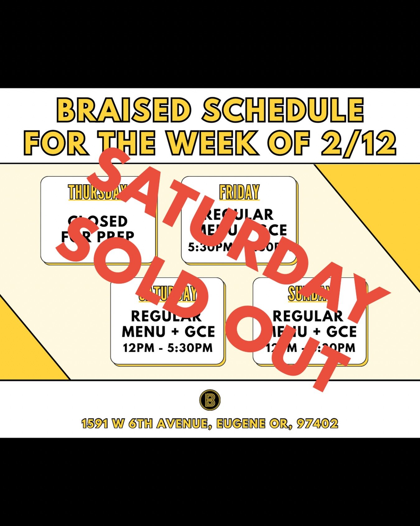 Whoa! A happy Valentine&rsquo;s to y&rsquo;all as well!
Everyone really showed up today and we have sold out of our regular menu!

We are going to keep our main window open for a bit longer as we still have some Grilled Cheeses available, but we are 
