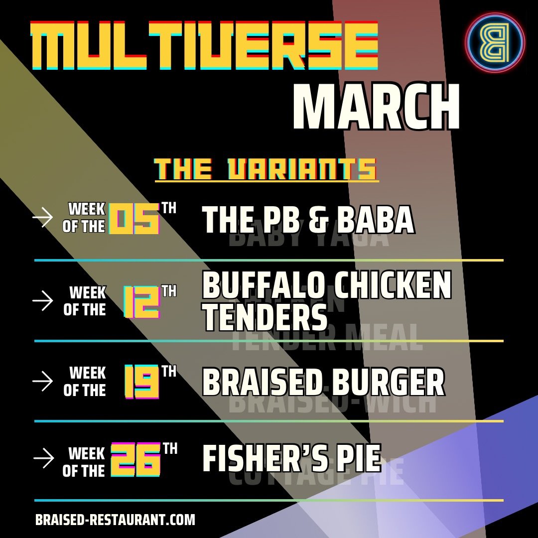 We are trying something new with our specials this month!

To highlight some great options on our menu, as well as sneak in a little more variety, we will be featuring a &ldquo;variant&rdquo; menu item each week! 

Week One: PB &amp; Baba - sweet chi