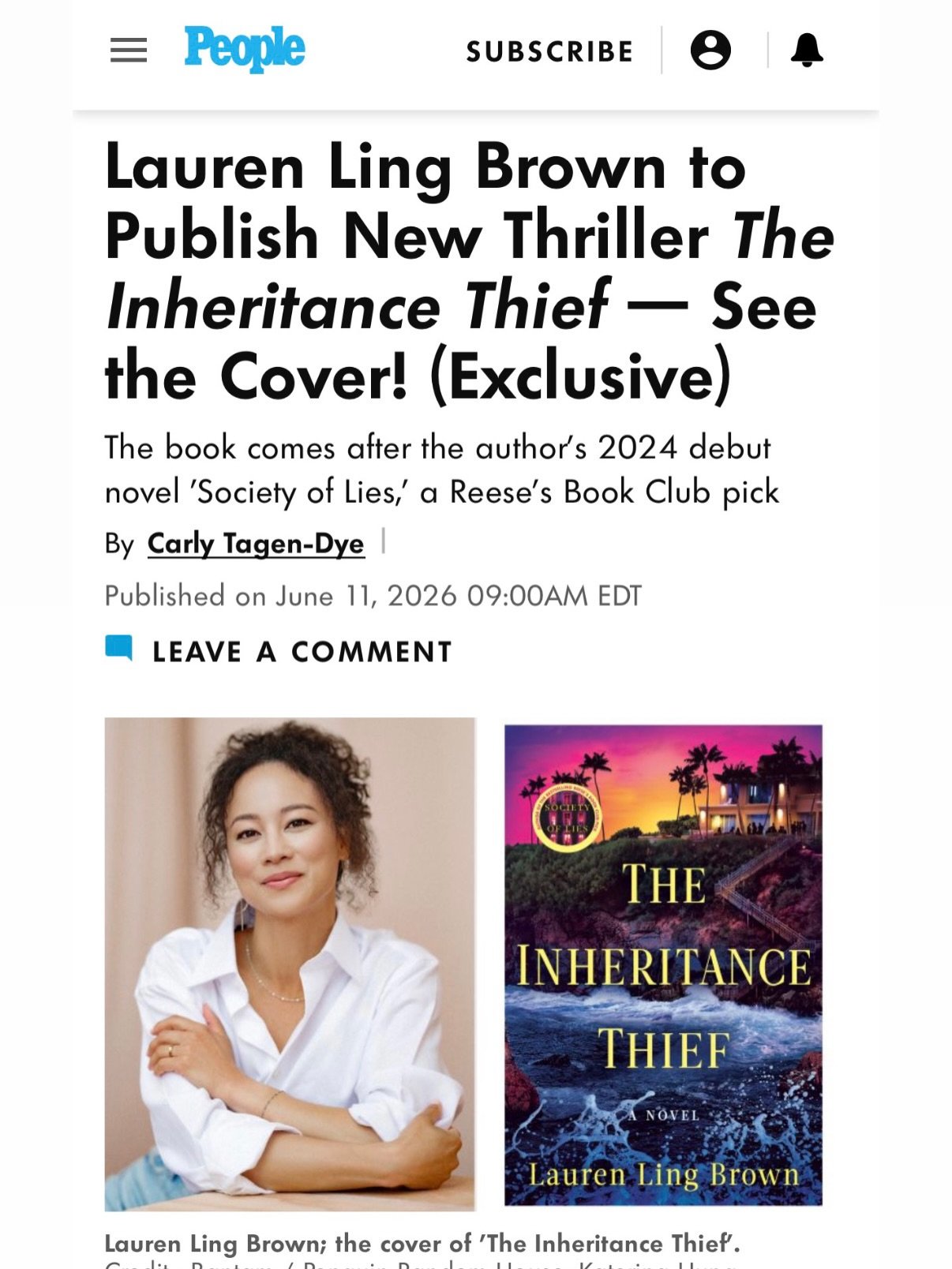 EXCITING NEWS! 👀🥳📖

@people magazine just revealed the cover for THE INHERITANCE THIEF, my latest thriller coming out February 9th, 2027! 🥰❄️🏔️⛏️😳

What it&rsquo;s about 👀✍🏼:

A young woman investigating a decades-old disappearance in the Fre