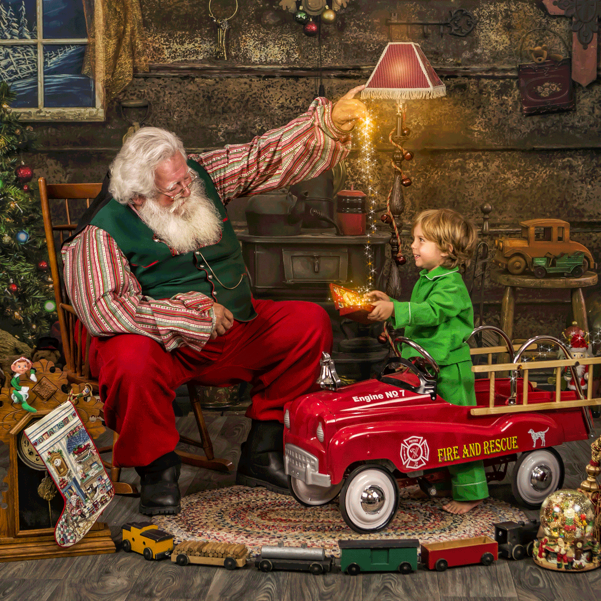 Fine art Santa portrait session children Midland Michigan