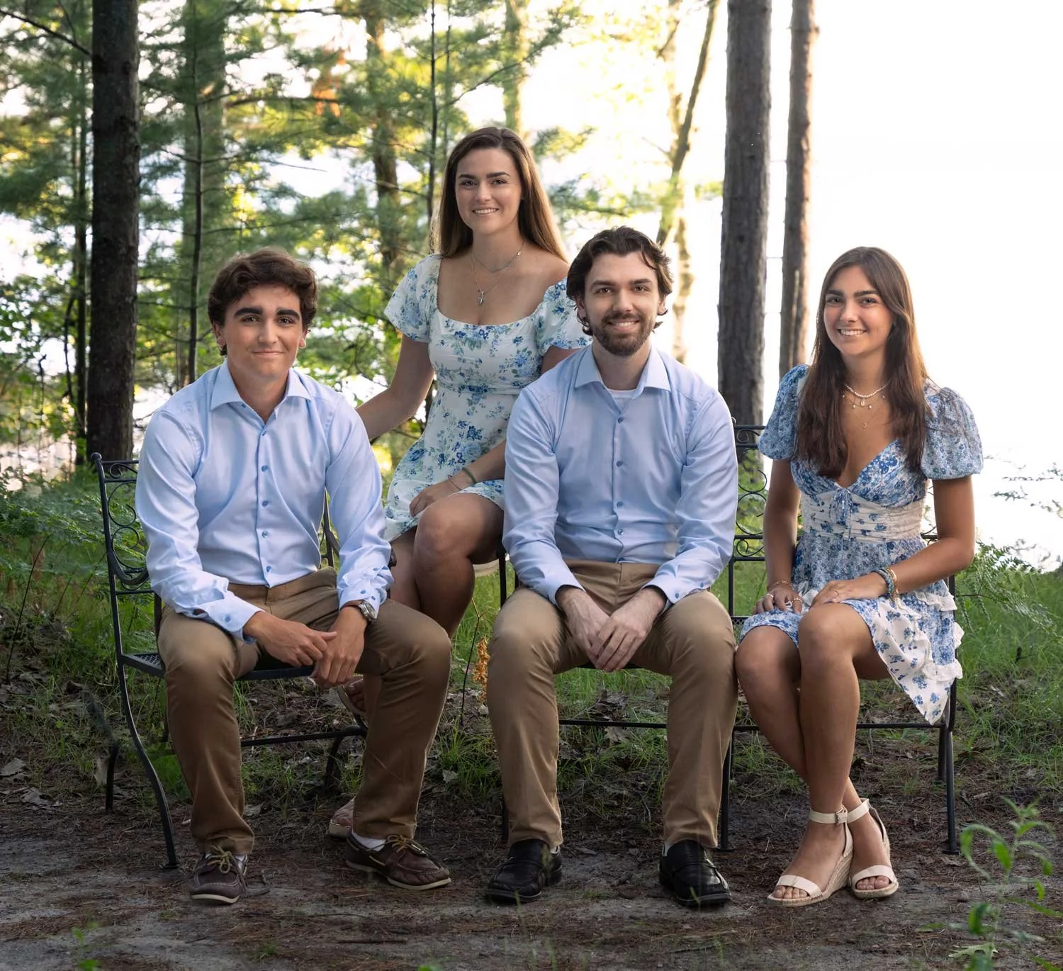 Adult siblings family portrait at lake Midland Michigan photographer