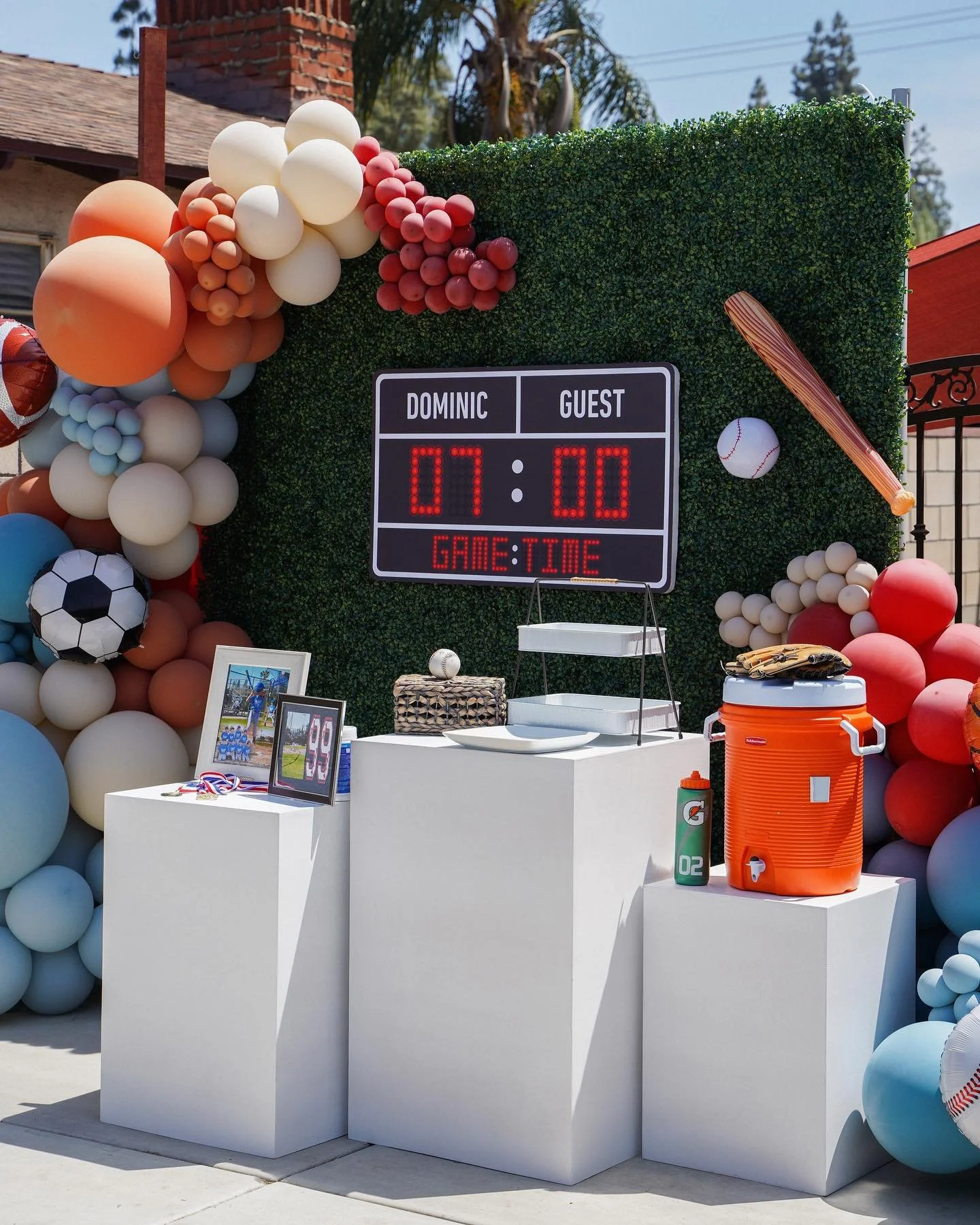 If my nephew ever makes it to the big leagues, I hope he remembers how all his equipment was used as props for his birthday setup 😅 Nothing is safe when setting up a party, because anything can be a prop, haha.

#baseball #sportsparty #basketball #b