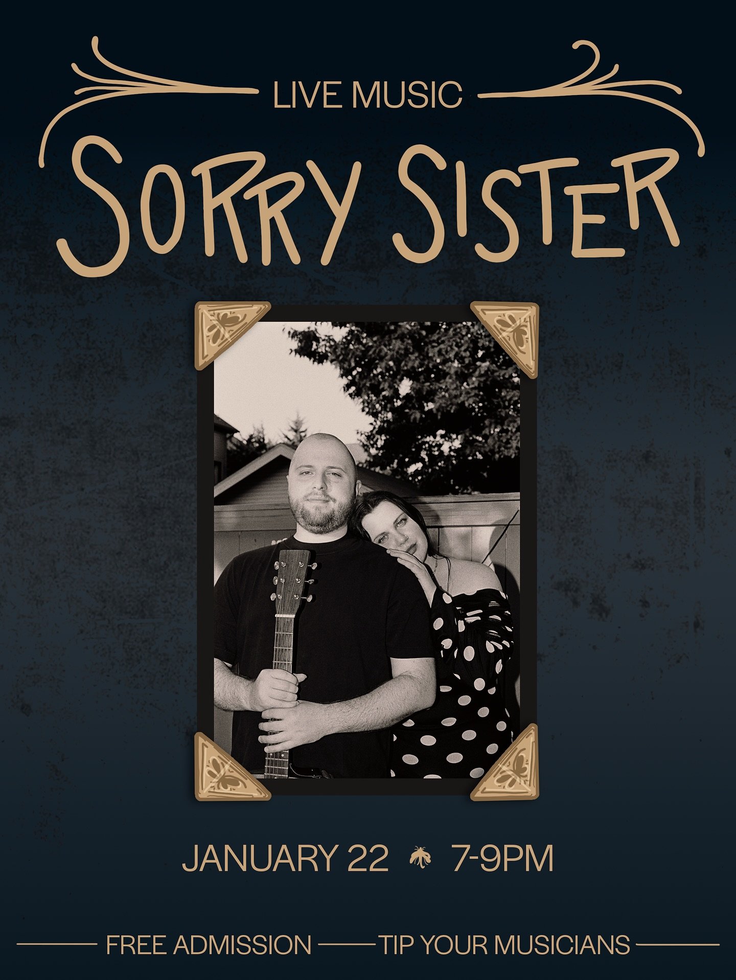 Join us on Thursday, Jan. 22 for our next live music event with @sorrysister___ . This acoustic duo will charm your night! See you then.
