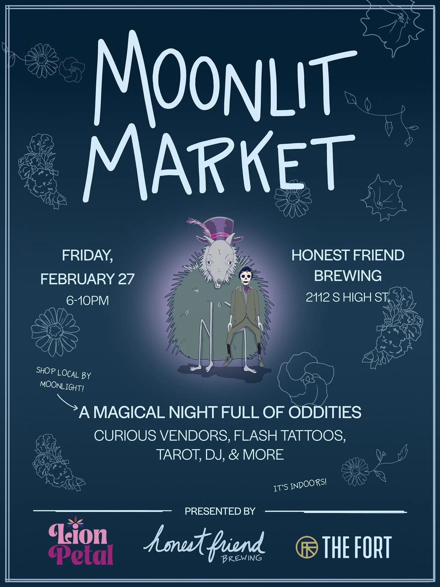 RESCHEDULE - Due to the unfortunate weather this weekend, we are rescheduling our market to a day where we can bask more comfortably under said moonlight. We look forward to seeing everyone February 27 from 6-10pm!