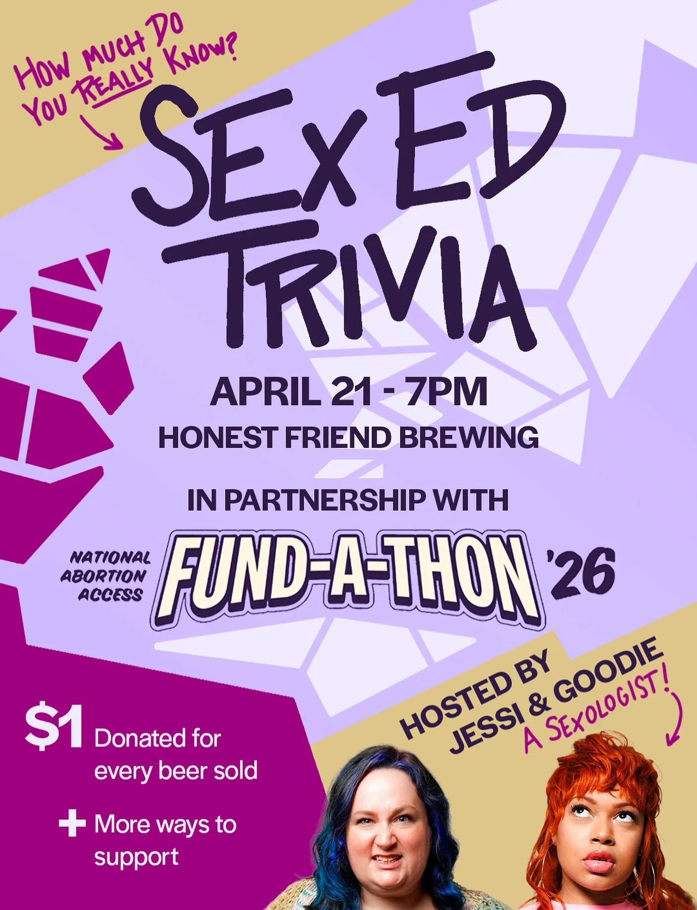 Next week&rsquo;s Tuesday Trivia is Sex Ed themed! @jessisisson and fellow comedian and sexologist @goodiehendrixson will be hosting. Plus we&rsquo;re collaborating with @abortionfundofohio to raise awareness and money toward the cause. We&rsquo;re r