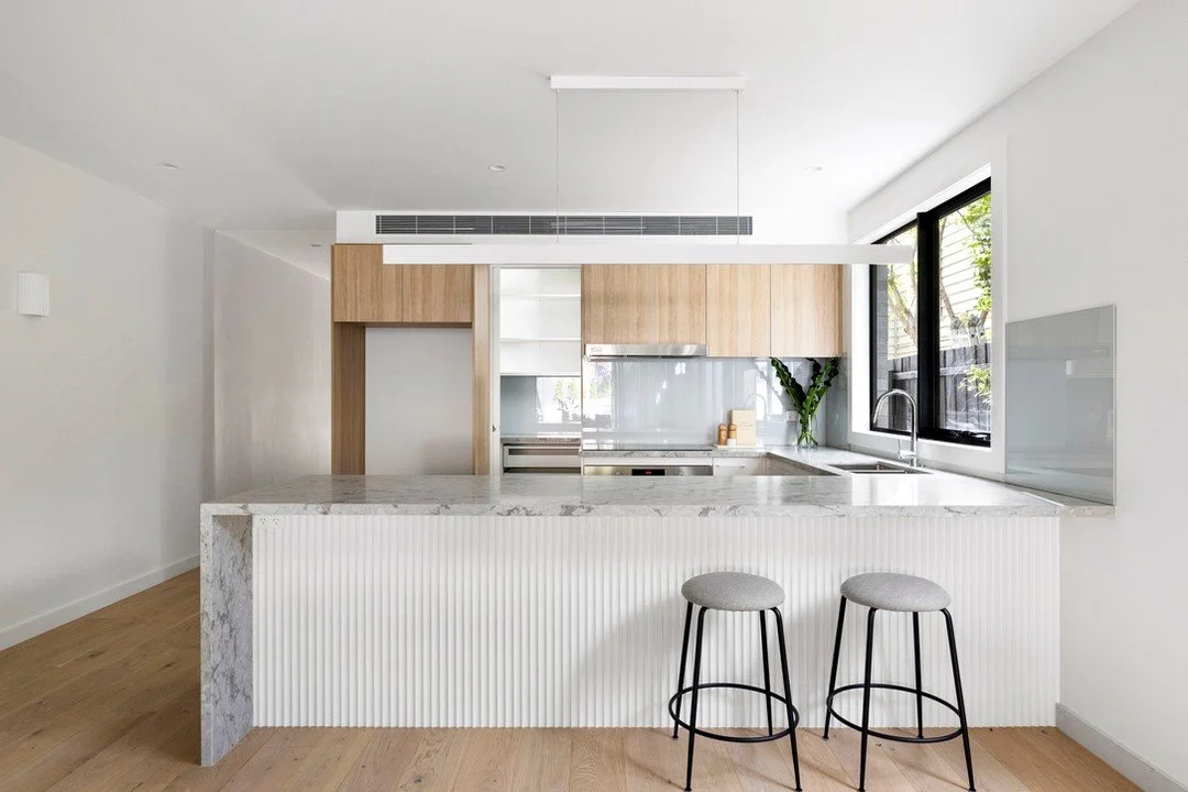 ✨ Light. Bright. Beautiful.

📍 Carnegie &ndash; Dual Occupancy

Designed to elevate your everyday, this kitchen&rsquo;s mix of soft timber, crisp white detailing and luxe stone brings a sense of calm and sophistication. 

#LightFilledLiving 
#Natura