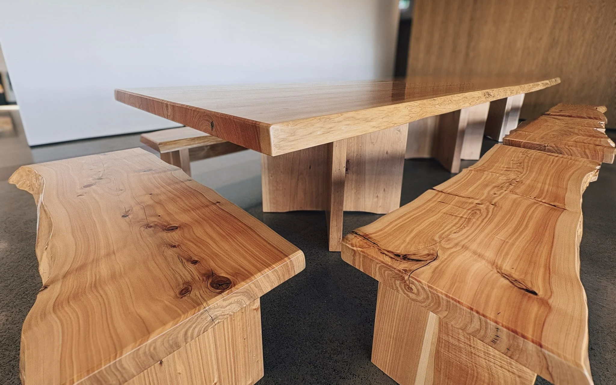 Solid Macrocarpa table made from kiln dried flitches