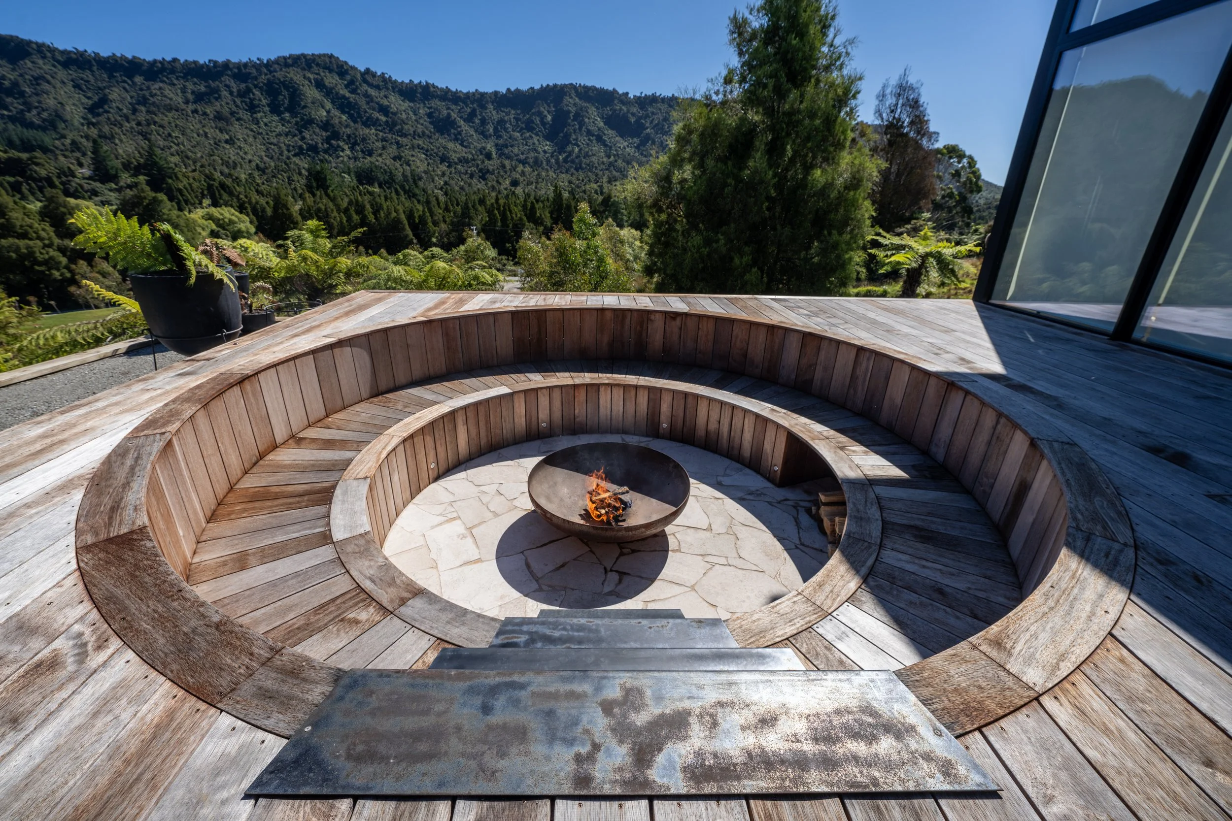 Kwila firepit at residential property in westcoast