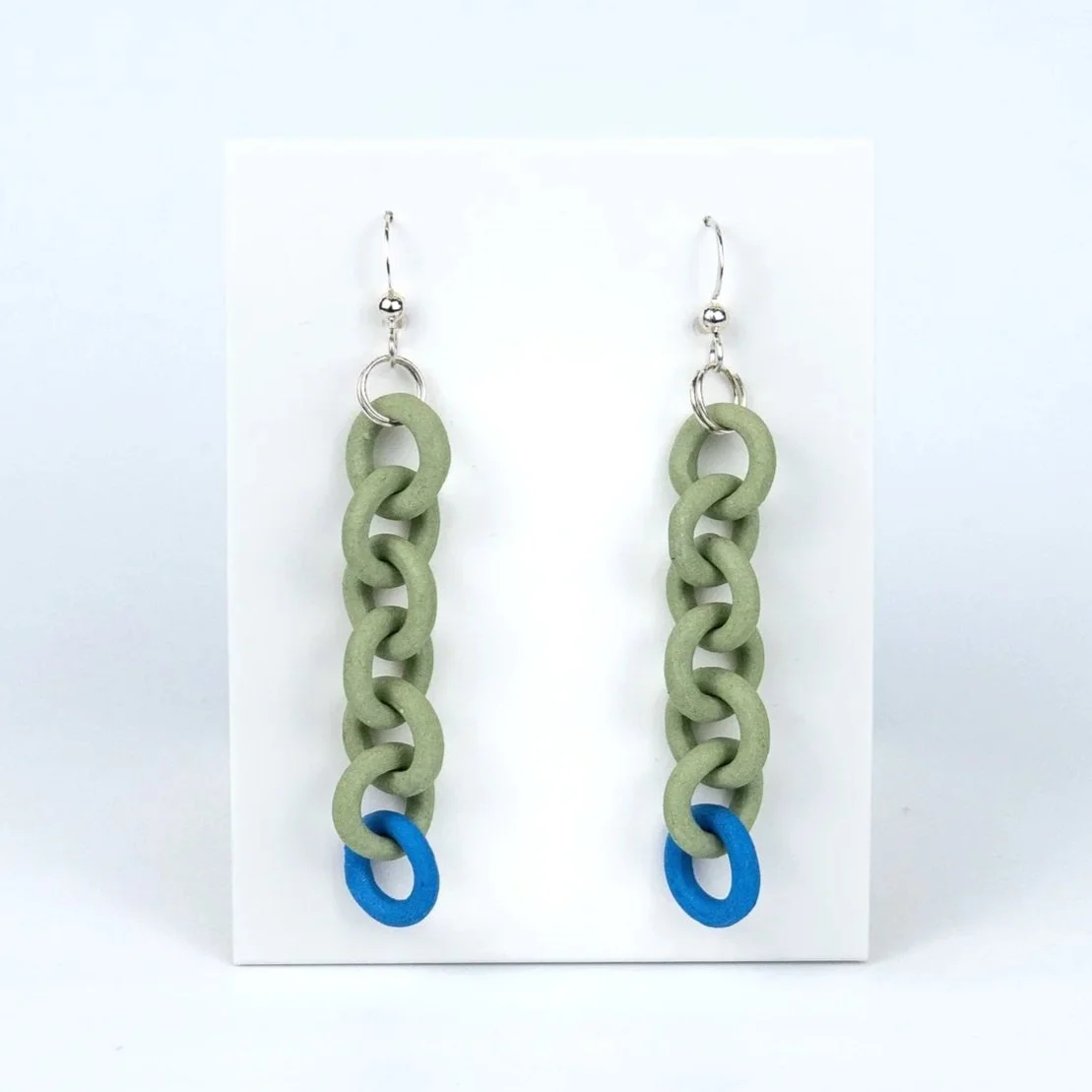 Green and Blue Chain Earrings