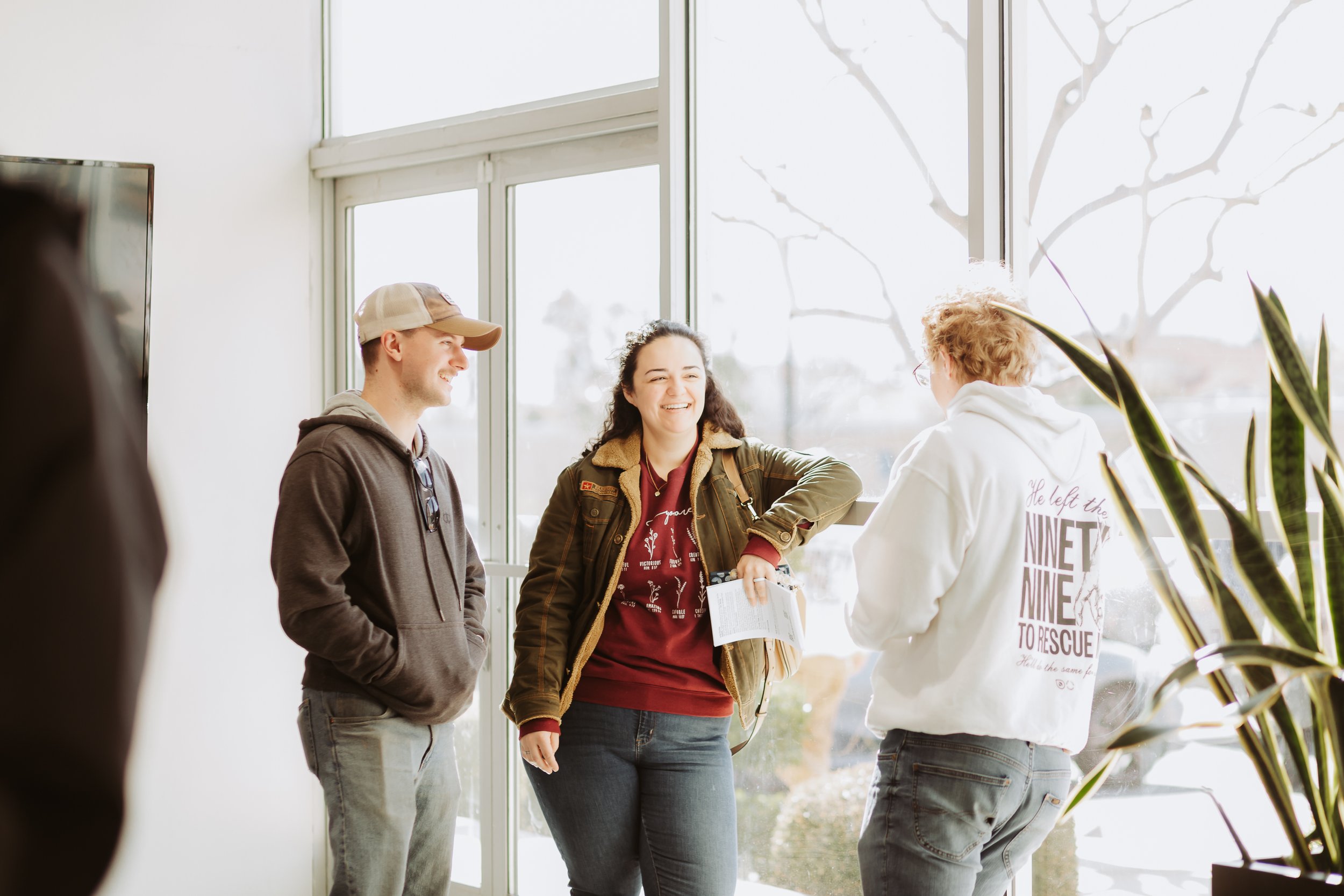 Connect with fellow believers in our lobby space.