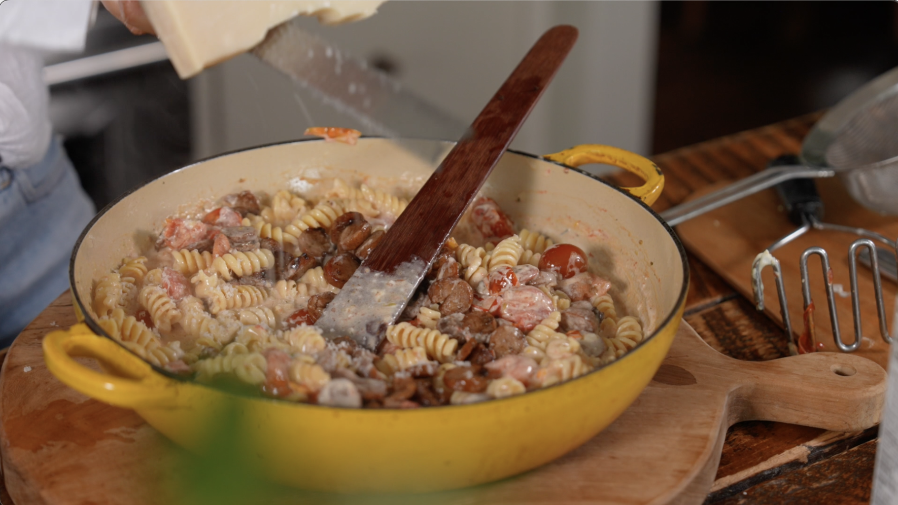 Creamy Boursin Tomato Pasta with Chicken Sausage