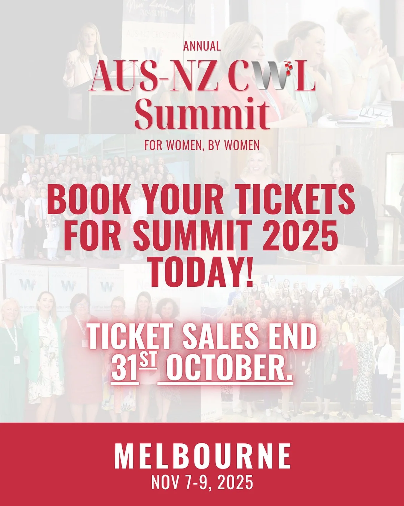 🚨Ticket sales for Summit 2025 MUST end 31st October! 🚨
Here’s what you’re getting for just $645:
🌸Friday 7th November- Welcome evening cocktail reception in the ALTO room at the LANGHAM as we meet & greet all our guests
🌸Saturd