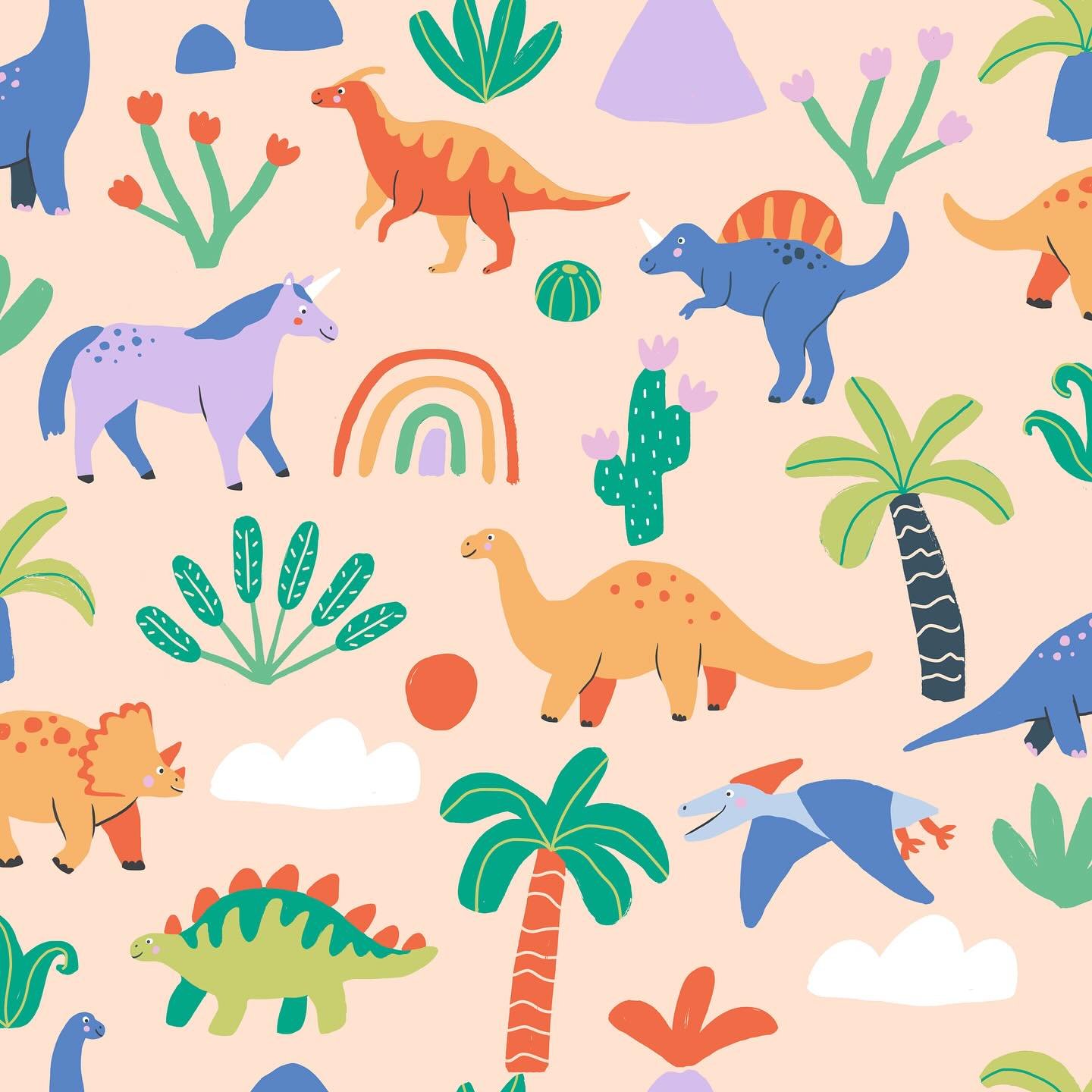Just noticed that my dinosaurs print is back in stock in some of the sizes at M&amp;S if anyone missed it the first time around. 🦖🦕🌴This was the original colourway I created the design in and then it was recoloured to be on a navy ground which I l