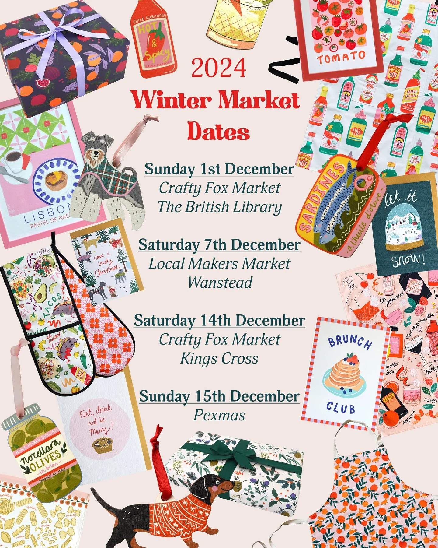Somehow it&rsquo;s nearly December (!) which can only mean one thing, market month is upon us! I can&rsquo;t wait to be back at some of my favourite markets this year!
Kicking off this weekend at an incredible venue @britishlibrary on Sunday 1st with