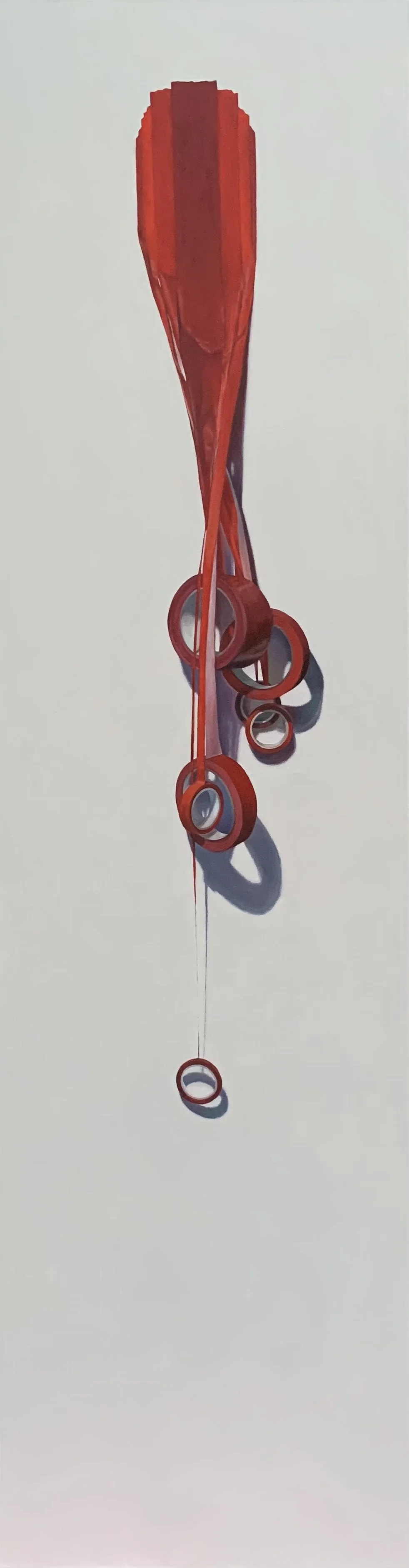 Entanglement with crimson and blue, 2 of 2 diptych, oil on canvas, 180 x 50 cm