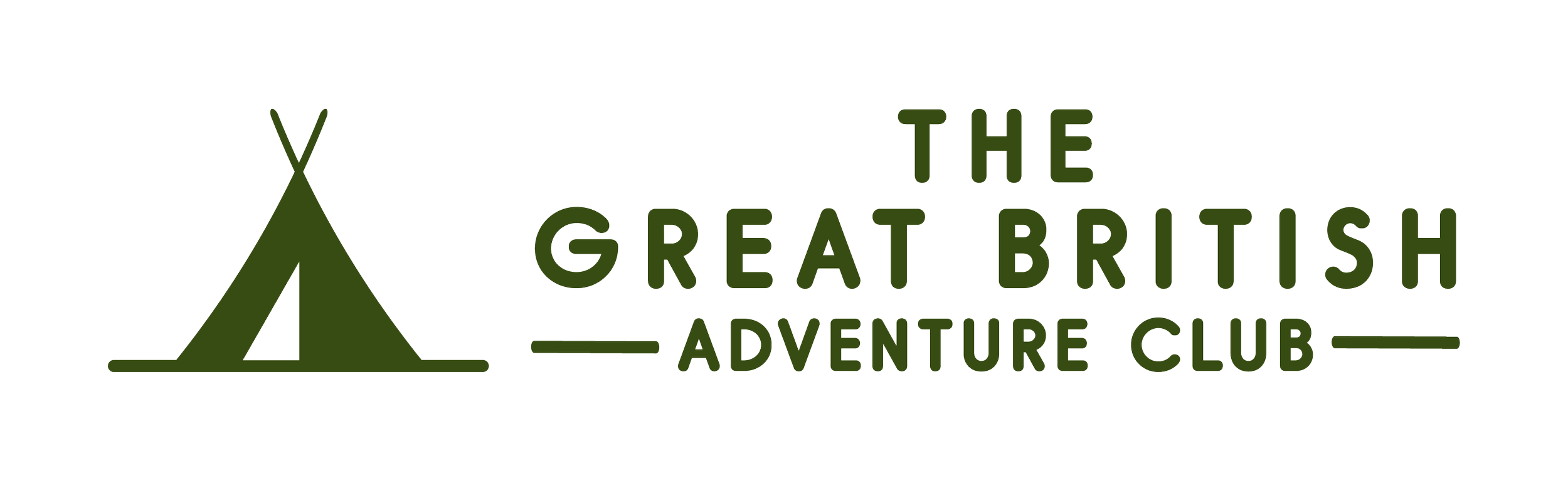 Logo for the Great British Adventure Club featuring a stylized tent and the text 'The Great British Adventure Club' in green.