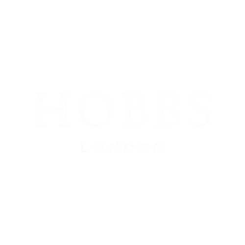 The Hobbs London logo in white.