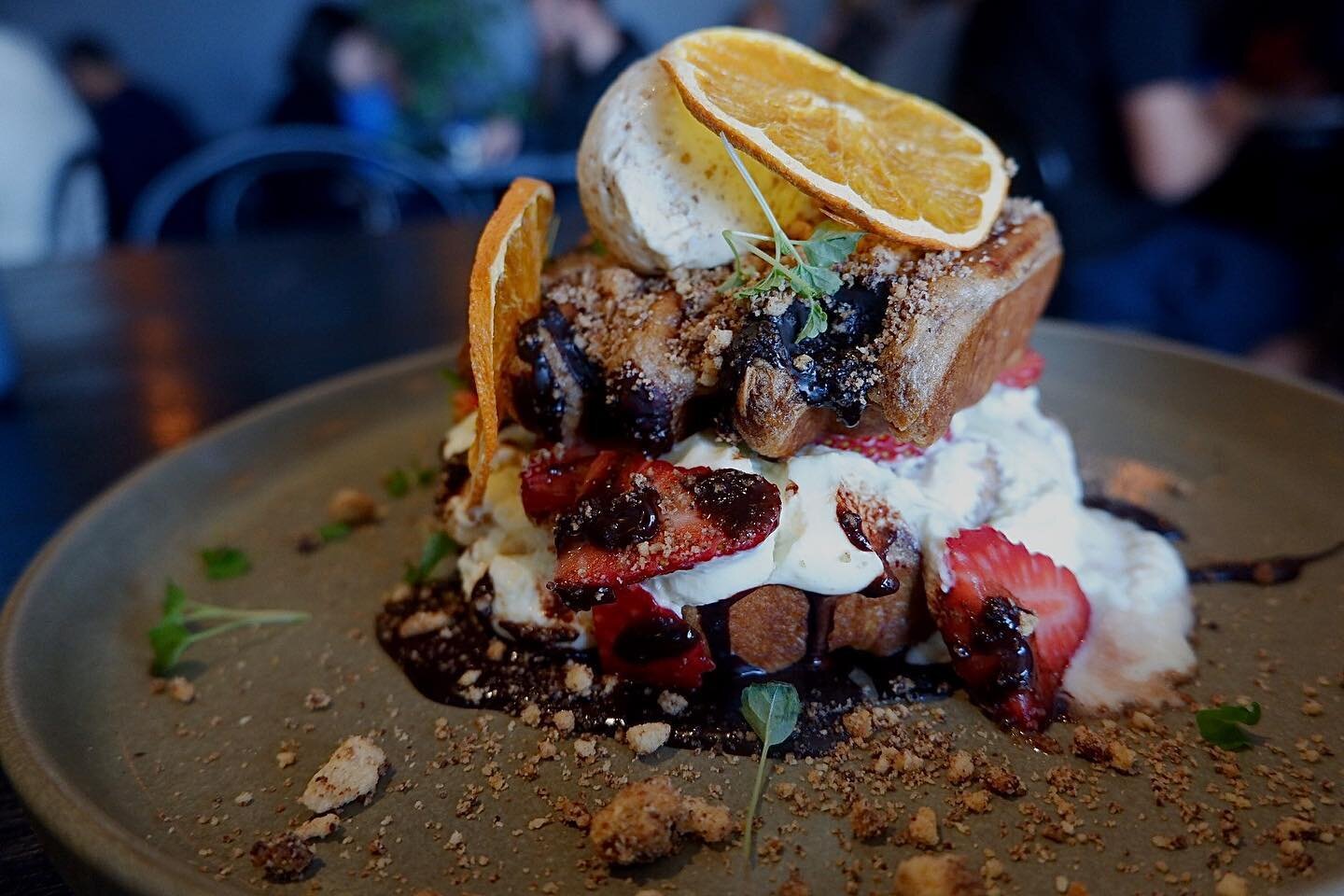 Sweat treat for dad?

Mork Chocolate &amp; Strawberry Waffle
with Lemon cream cheese and Salted Almond cream