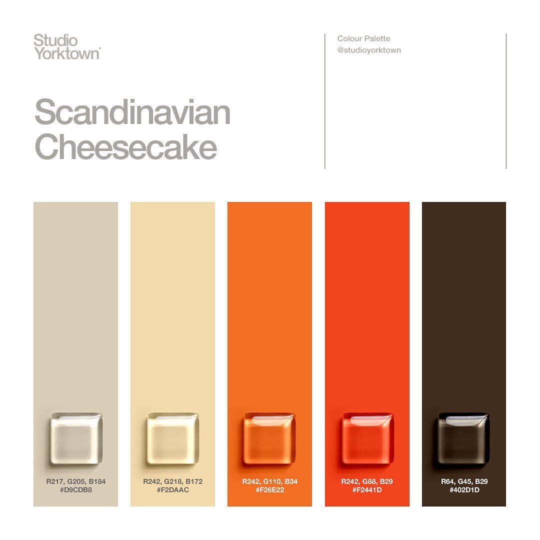 Today's Palette:
'Scandinavian Cheesecake'

See the previous post to see the time-lapse using these tones

Warm neutral tones and bright oranges with a brown anchor colour evokes a retro feel. 

These colors work great when arranged in order of brigh