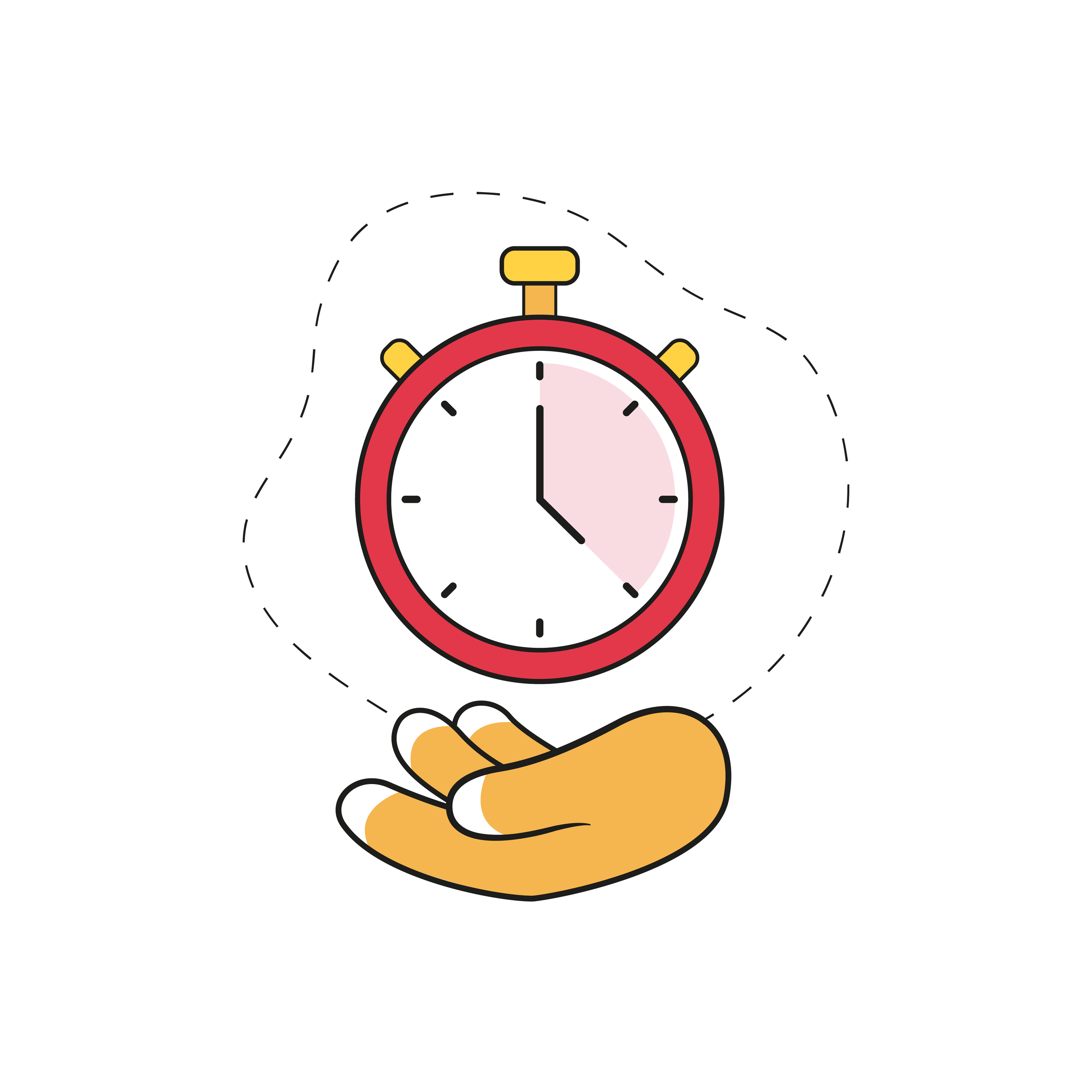 Hand holding a stopwatch, symbolising time tracking and efficiency.