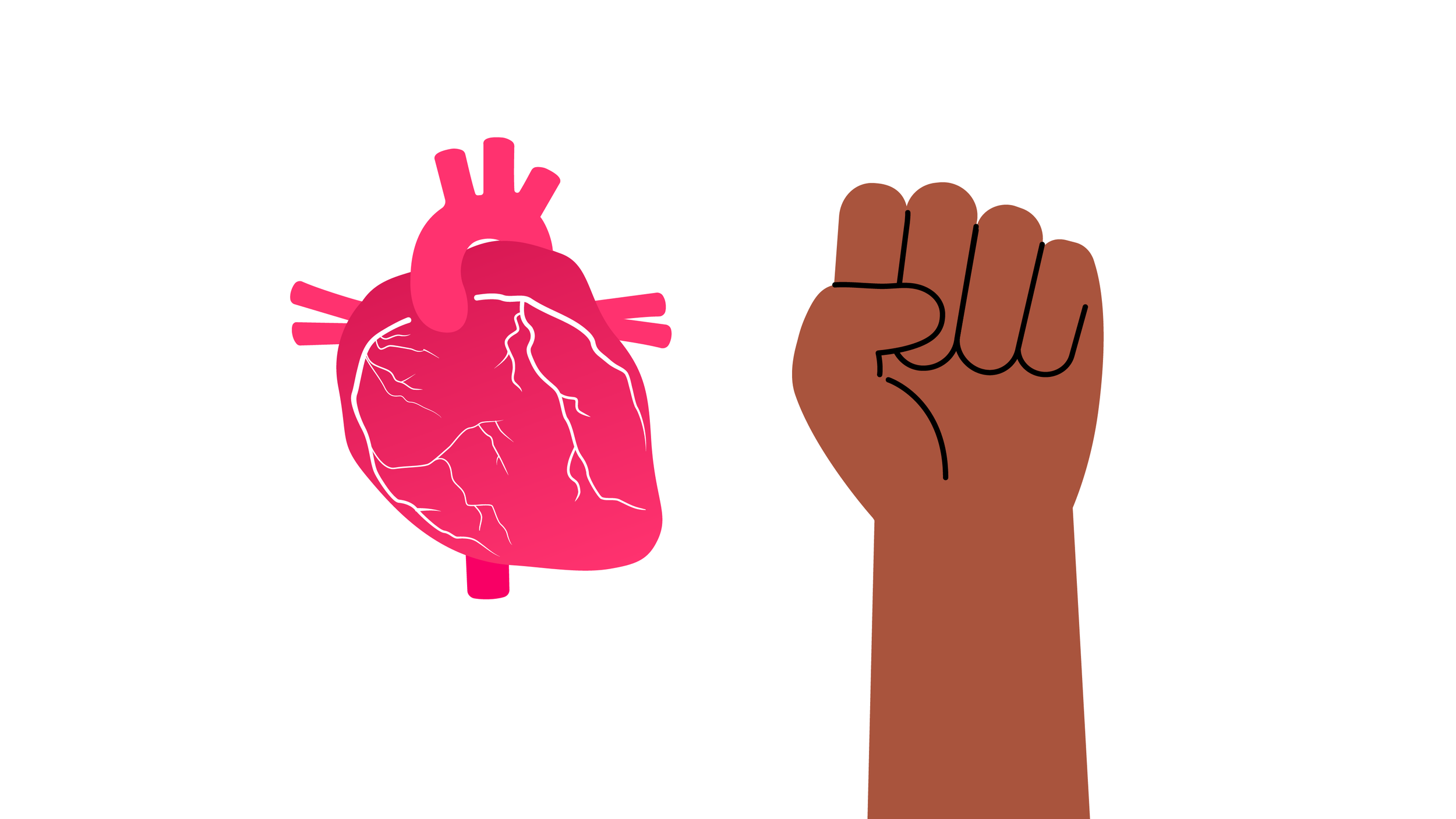 Illustrated fist and heart icon from the British Heart Foundation "How the Heart Works" animation