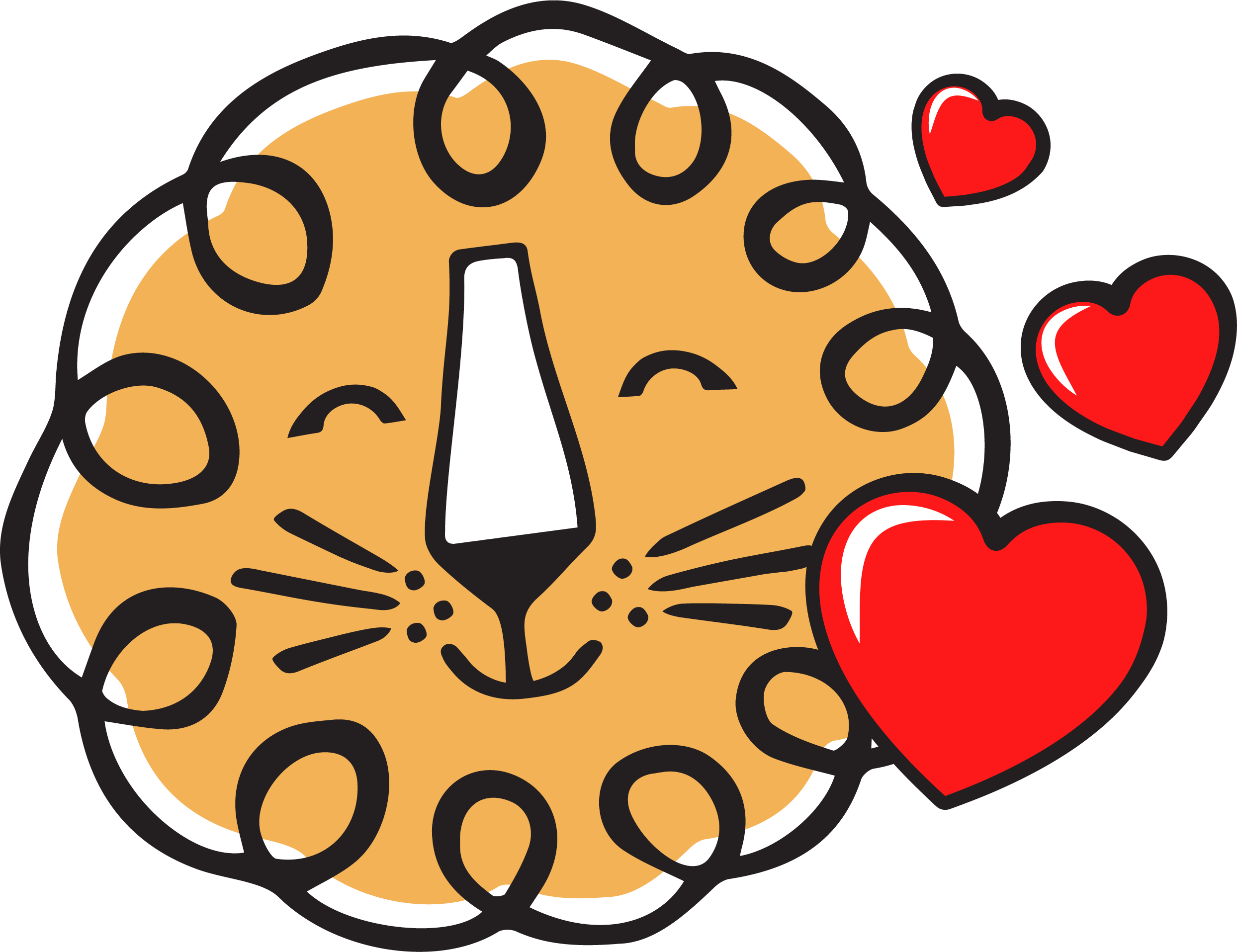 Leon! Animation studio's lion smiling with heart emojis