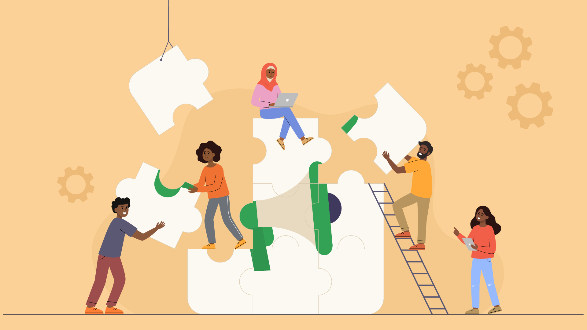 Jigsaw puzzle and megaphone illustration symbolising closing the epilepsy treatment gap