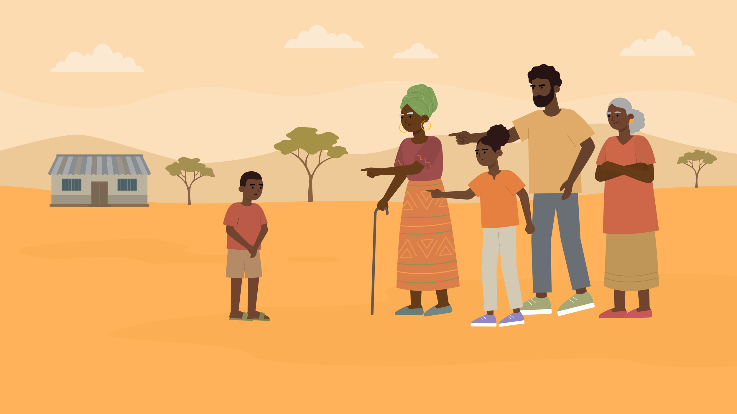 Illustration showing epilepsy misconceptions such as witchcraft in African communities