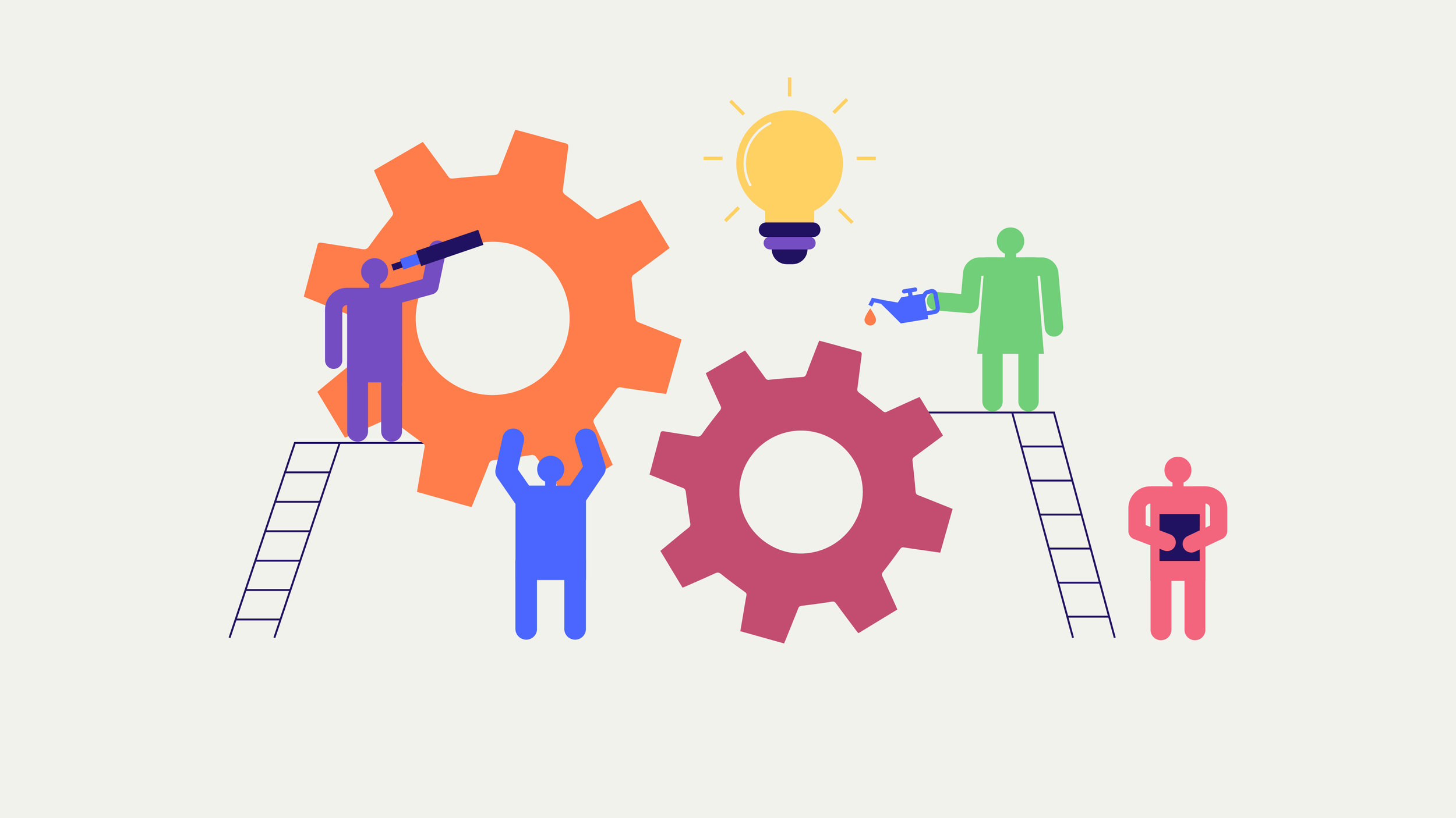 Illustrated icons representing the ENRICH research team and process