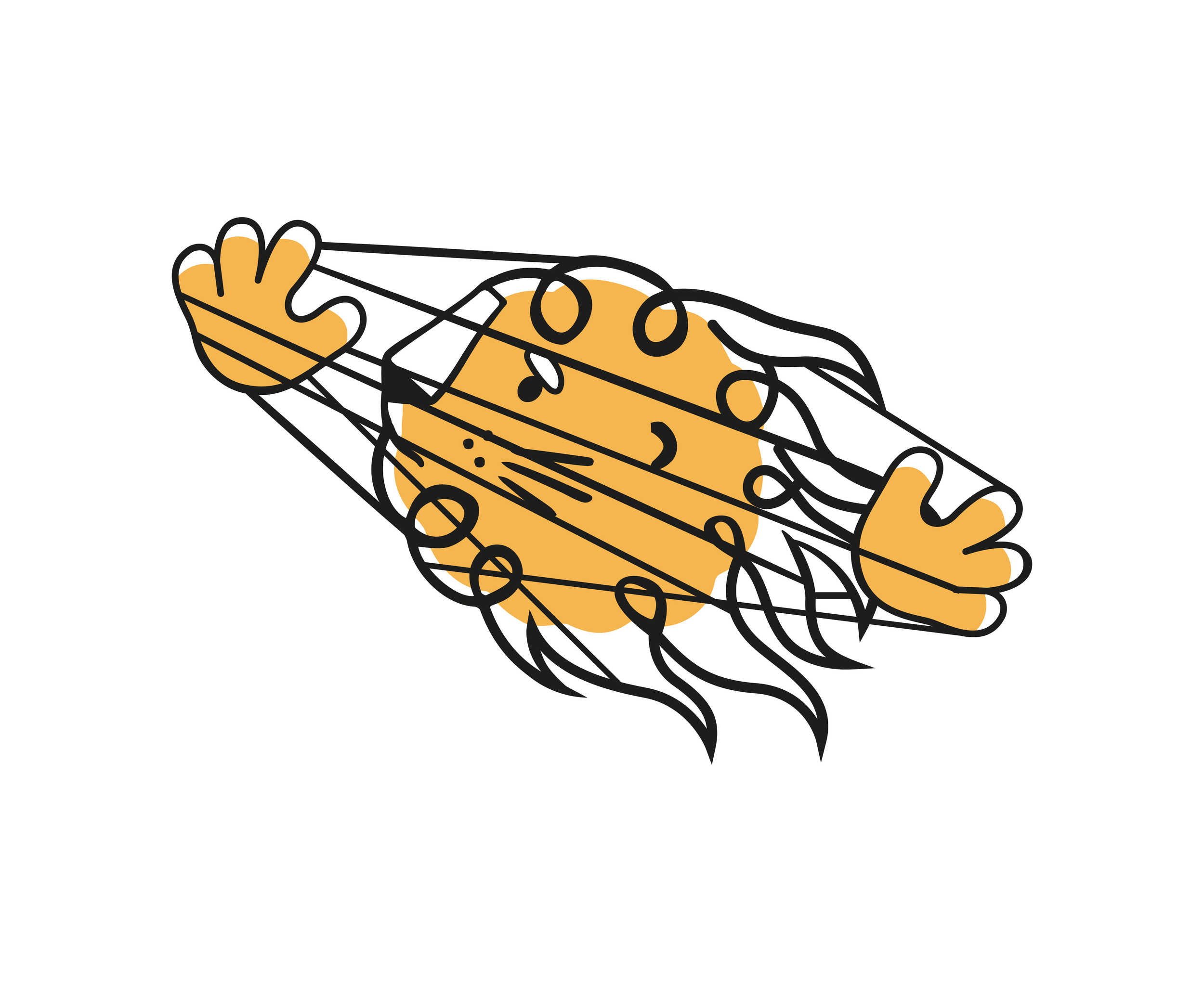 Leon the lion tangled in lines or strings, showing confusion, complexity, or creative block.