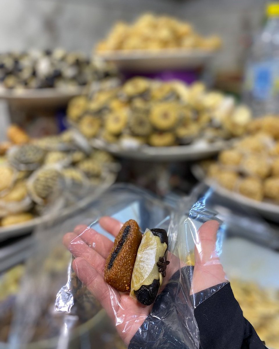 moroccan pastries, also called sweetmeats, bought off the street in marrakech