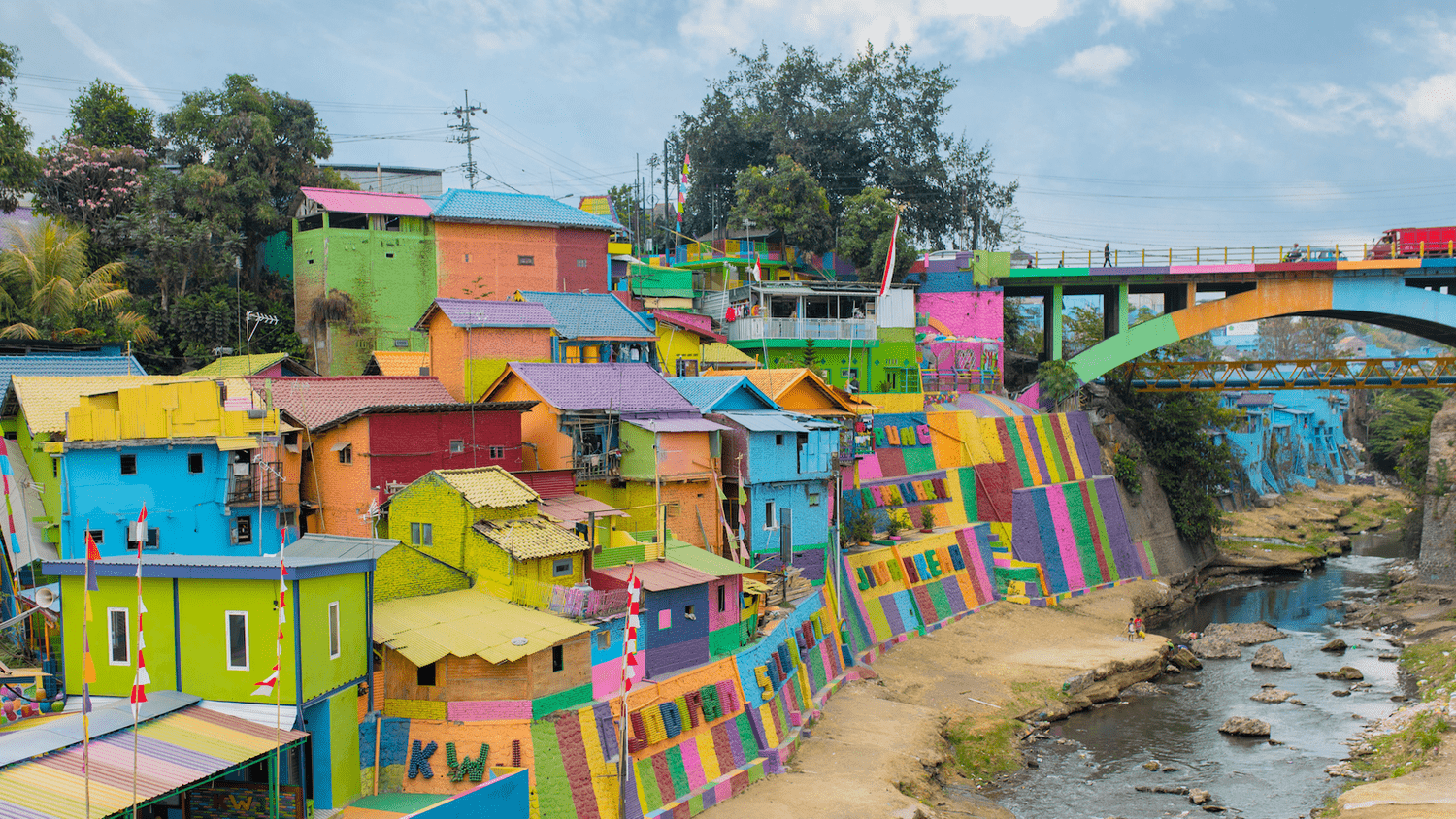 malang's rainbow village in east java, indonesia. 