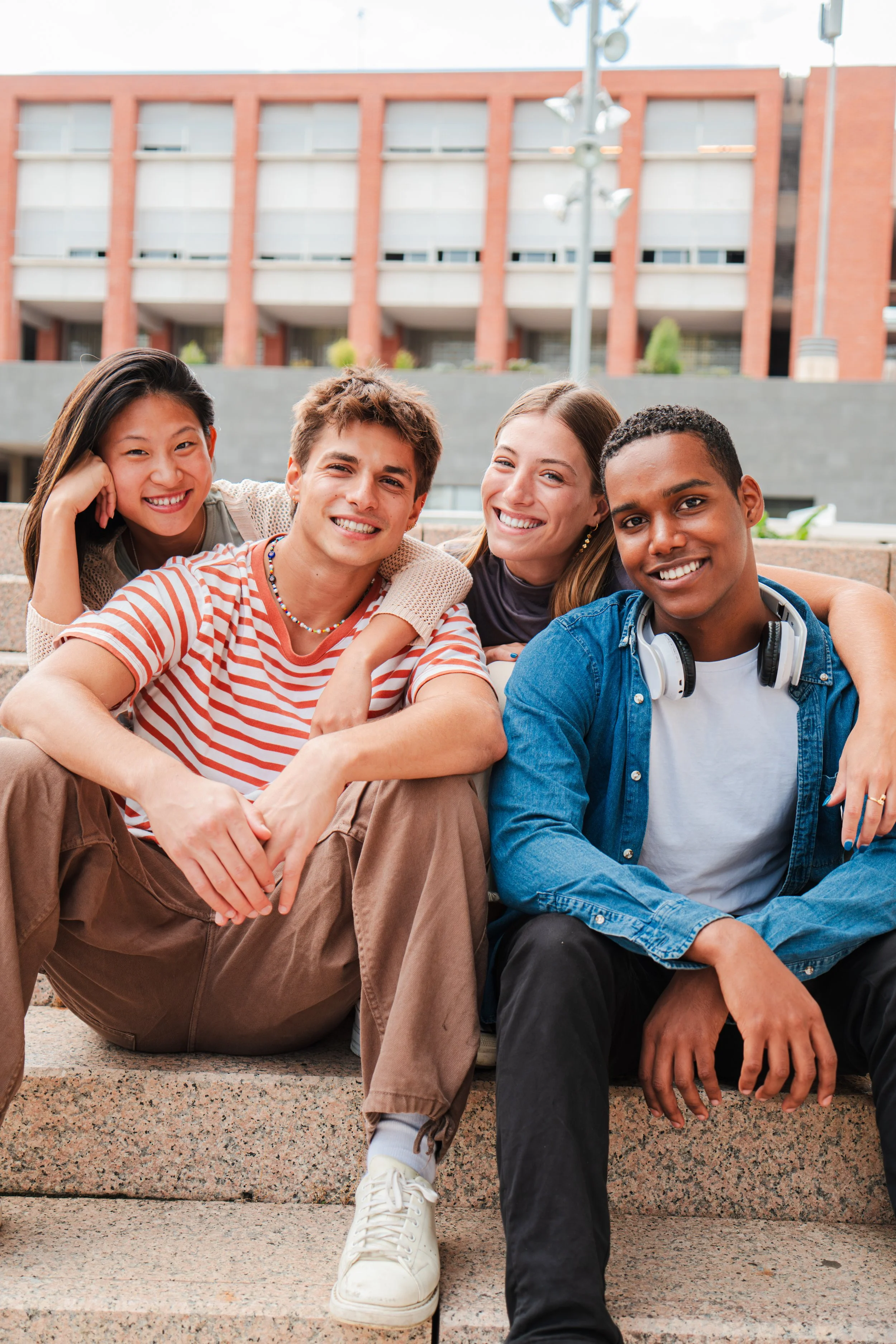 Group of high school students smiling together
