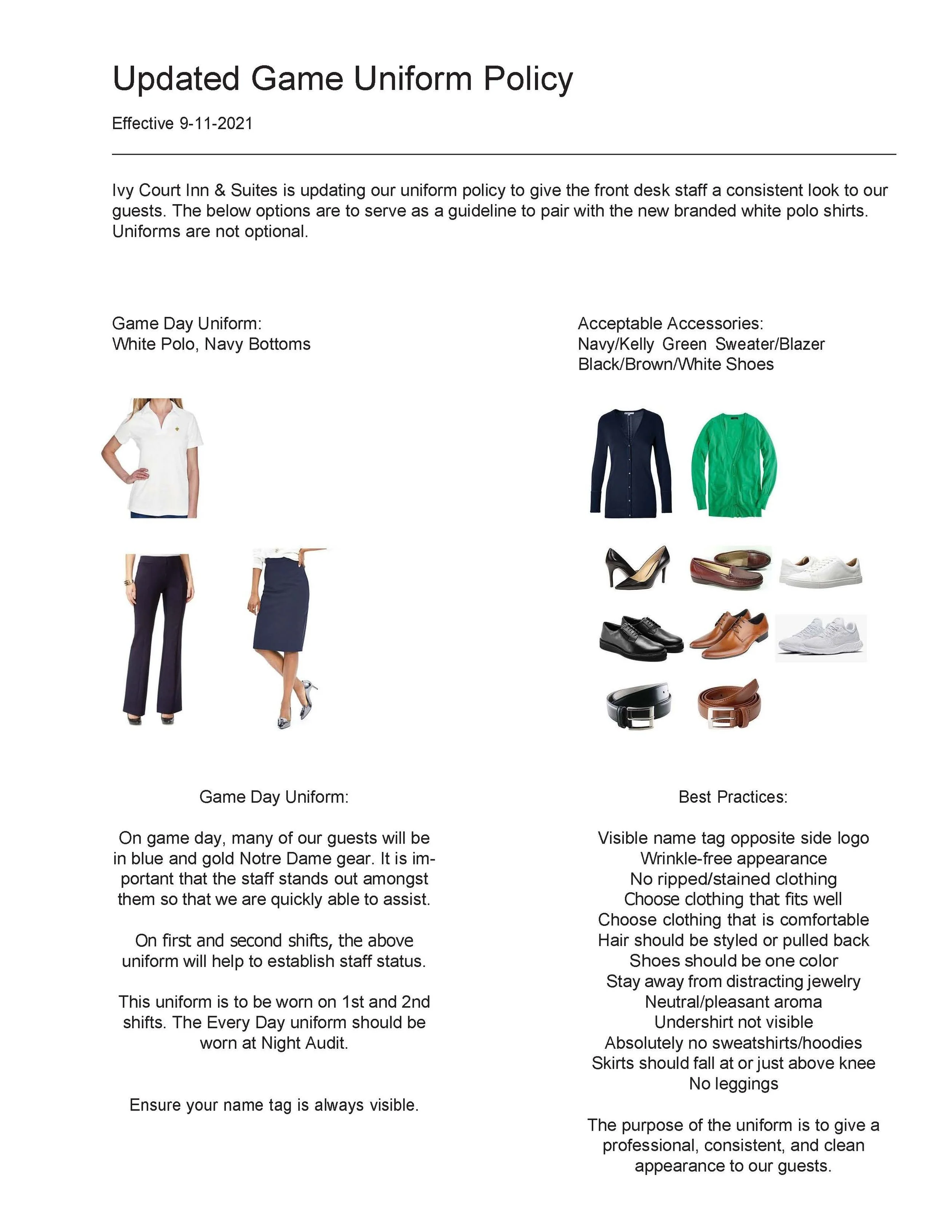 Employee Uniforms — Ivy Court Inn & Suites