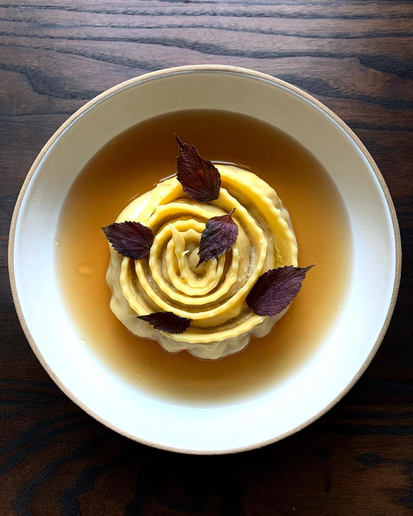 Who&rsquo;s ready for more heartwarming, brothy dishes? 

Fiore del Cuore - pork and napa cabbage filling, lapsang dashi, shiso 

We wanted to bring back this Oro original shape with something suitable from our most recent menu. The &ldquo;heart flow