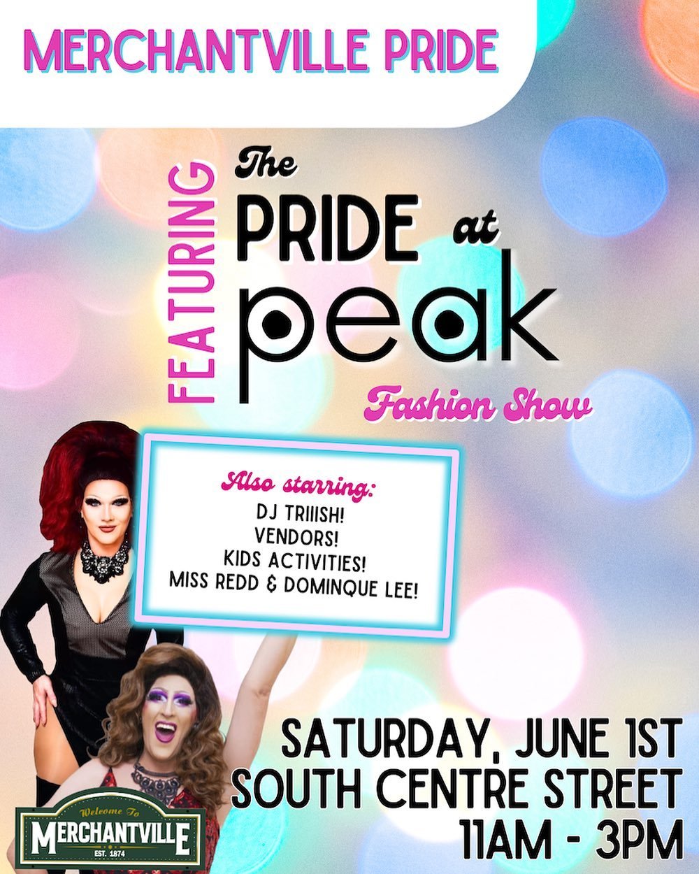One month away!!! Saturday June 1st Merchantville Pride feat Pride at Peak Fashion Show! Performances from Philly Drag Mafia&rsquo;s @itismedlee @ @im_missredd, music from DJ Triiish, and FASHION SHOW. 💕🎉 Want to model or know a friend who would? A