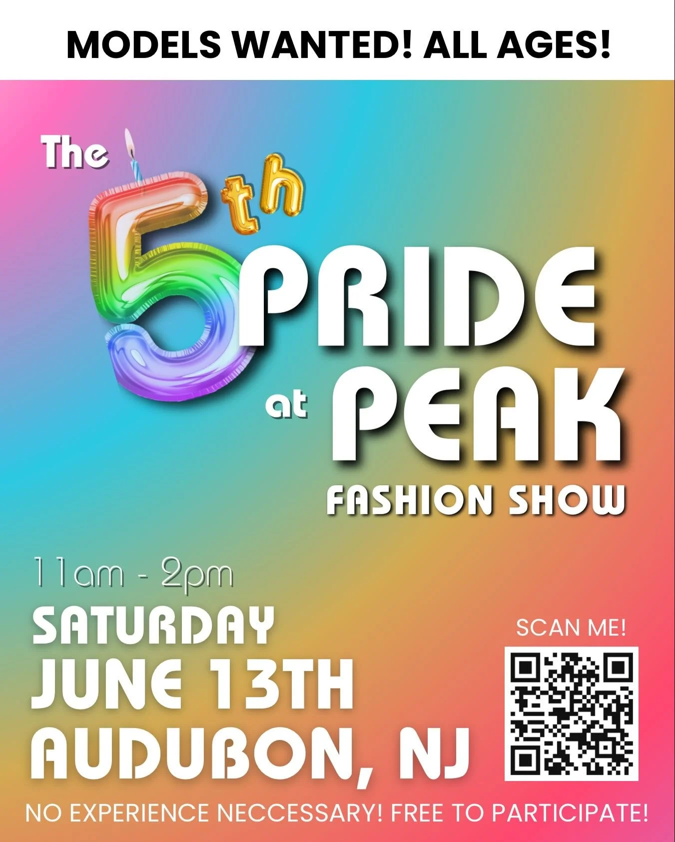 Ok stompers, prancers, 4-legged, high heeled, low heeled, sneaker loving, wagon-rolling, hand holding, head high, smiling, beautiful people: The 5th Pride at Peak Fashion Show  is slated for Saturday, June 13th and we want you, you and yes, you! 🫵 L