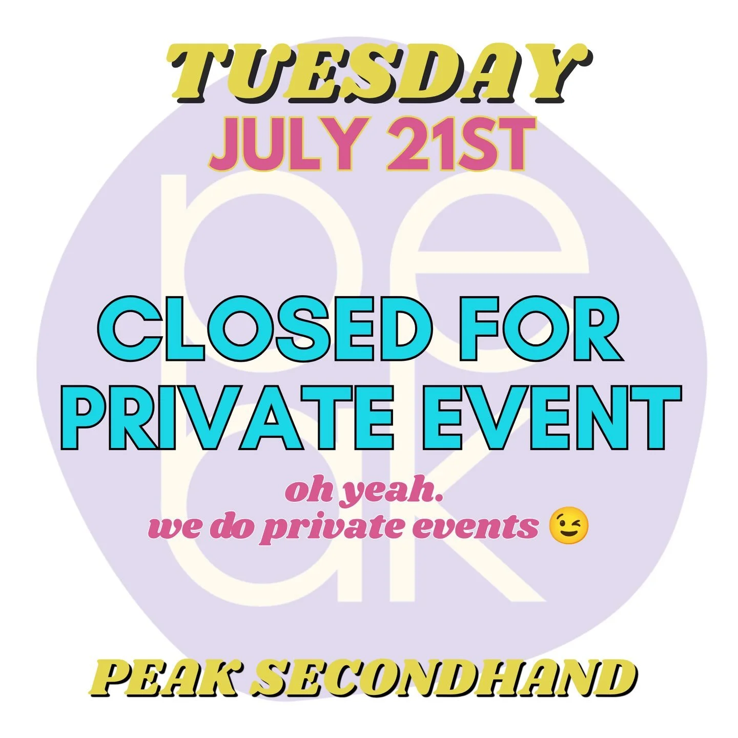 Closed tomorrow for a super exclusive, private event 😉