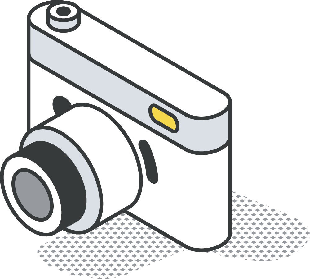 Geometric drawing of an outline square with sections divided by vertical, horizontal, and circle lines.