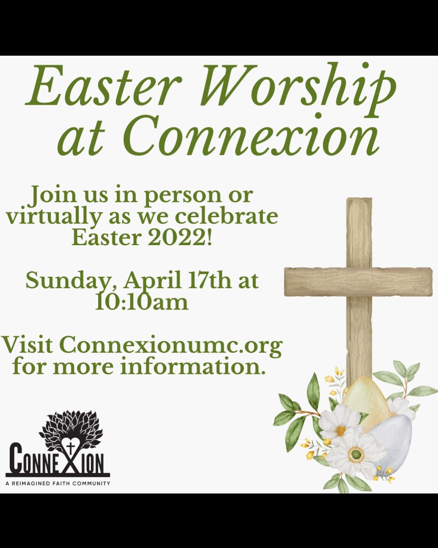 Everyone is invited to EASTER WORSHIP! 
Join us worship this Sunday at 10:10am! In person or virtual! 

Find the link in our bio for zoom! 
#umc #connexionumc #eastsomerville #hybridworship #eastersunday