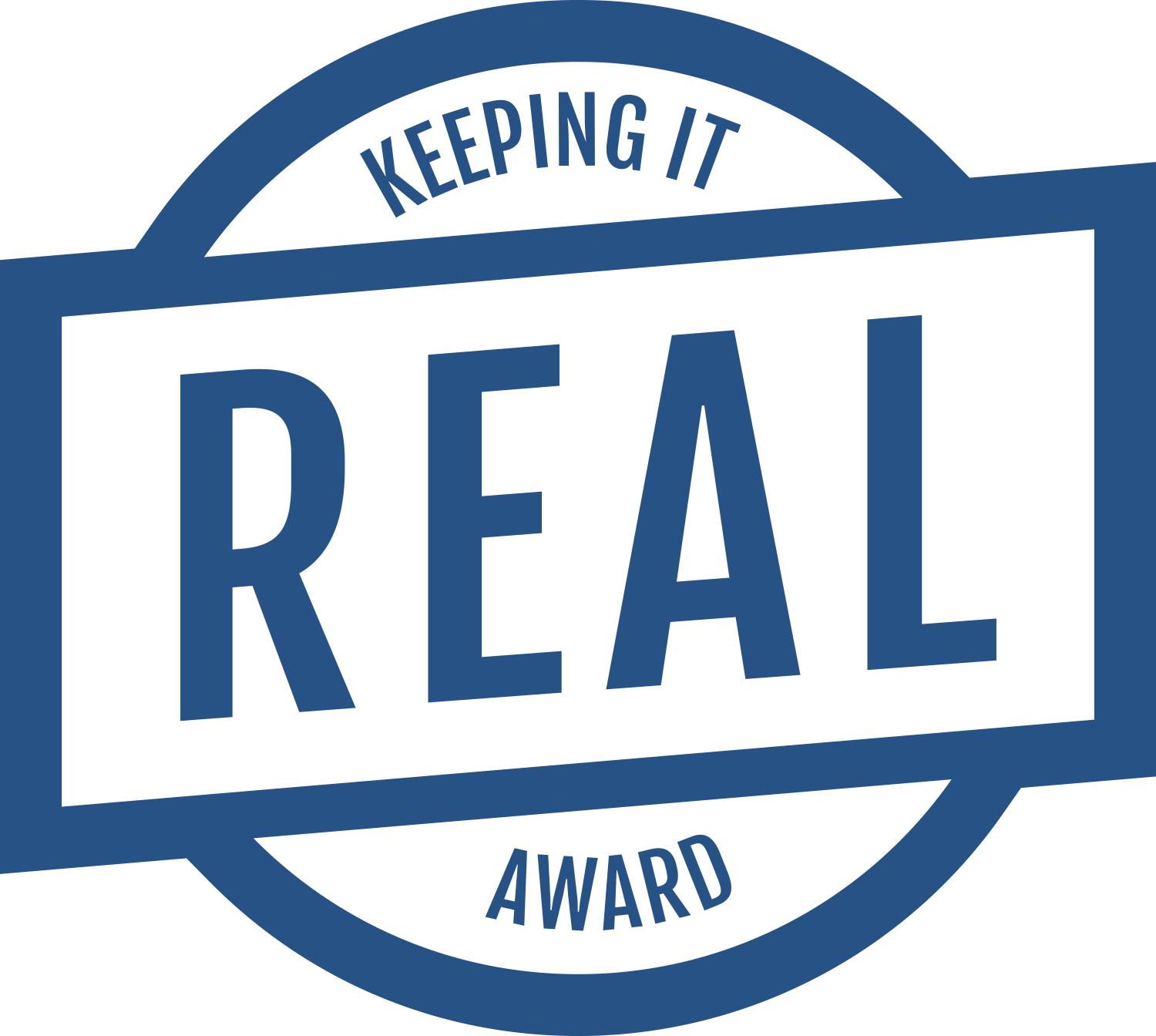 "Keeping It Real Award" logo with blue border and text