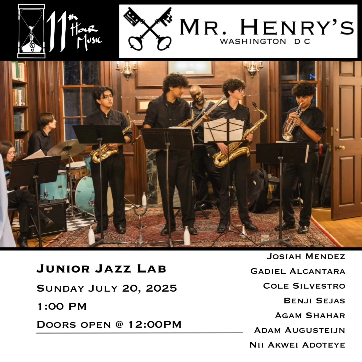 Come check out the Junior Jazz Lab at Mr. Henry's for some lunch jazz this Sunday! This group sounds amazing and you don't want to miss it!

🎷@josiah.msz 
🎷@gadileo_ 
🎷@c_oleslaw 
🎺@benjisejas 
🎸@swagmaster_pvs 
🎸@11thhourmusic
🥁@adamaugusteij