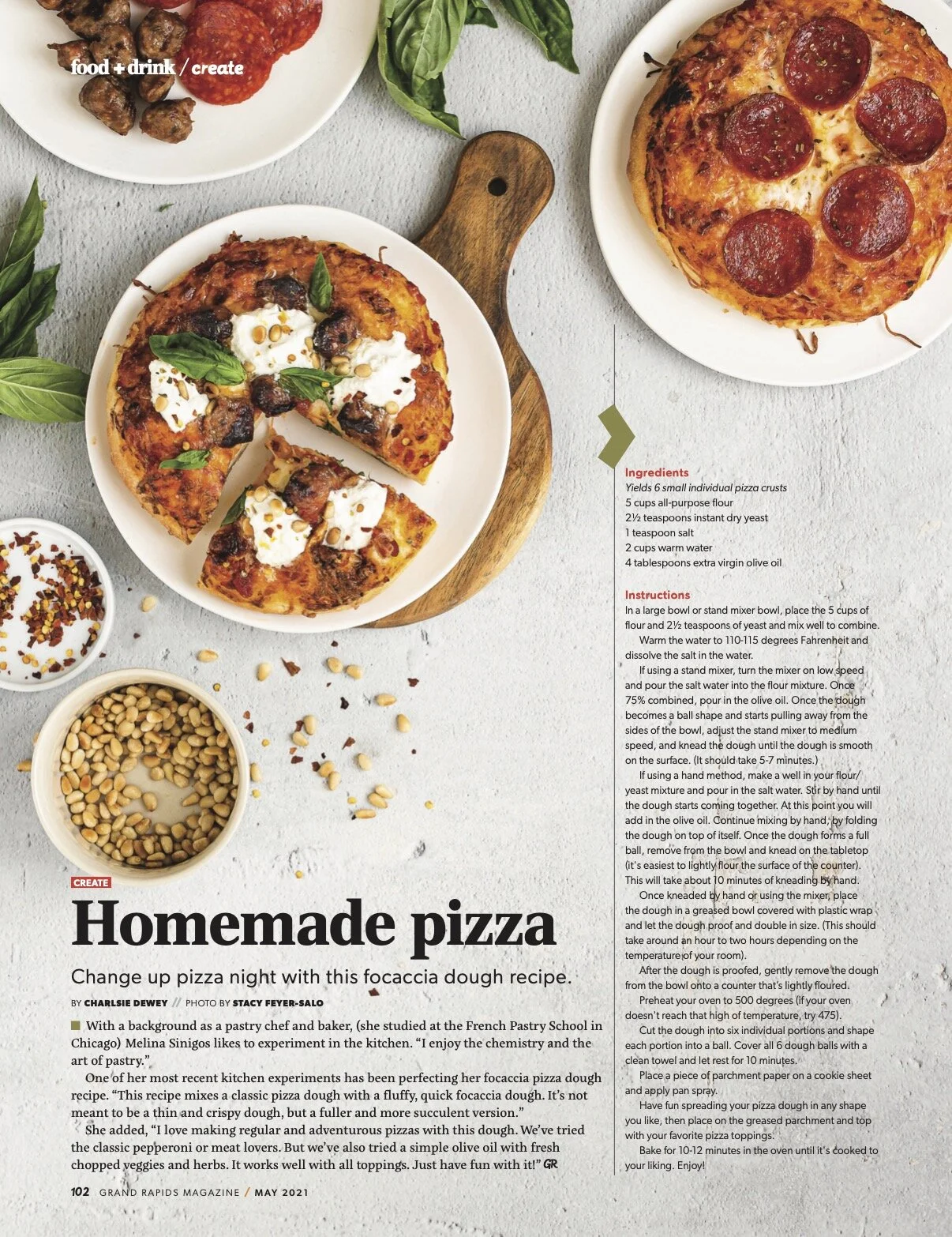 Foccacia pizza recipe for Grand Rapids Magazine- Stacy Feyer-Salo Photography