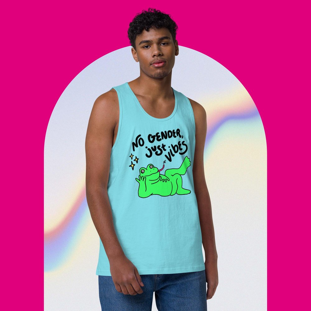No Gender Just Vibes (FROG) unisex tank top — Make My Gay