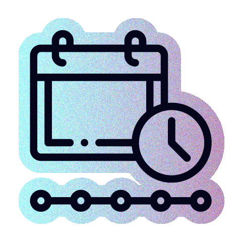 A calendar icon with a process timeline.